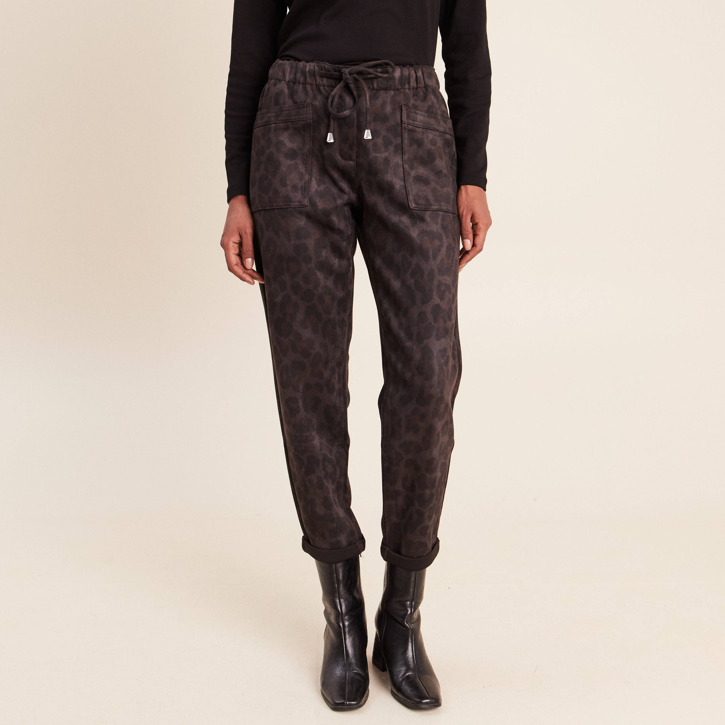 Pantalon coupe mom 7/8&egrave;me vert kaki femme
