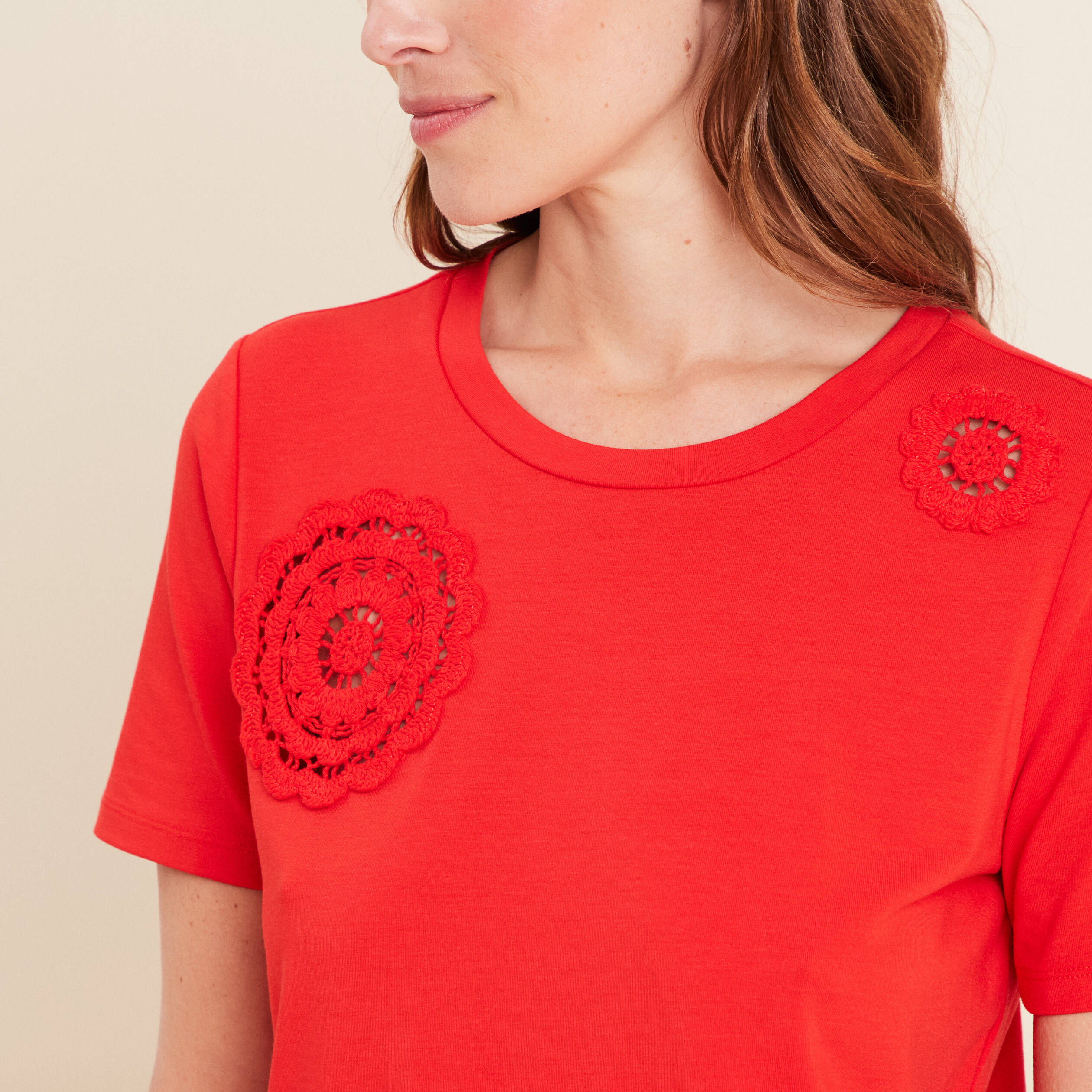 t shirt manches courtes rouge femme T-shirt manches courtes rouge femme