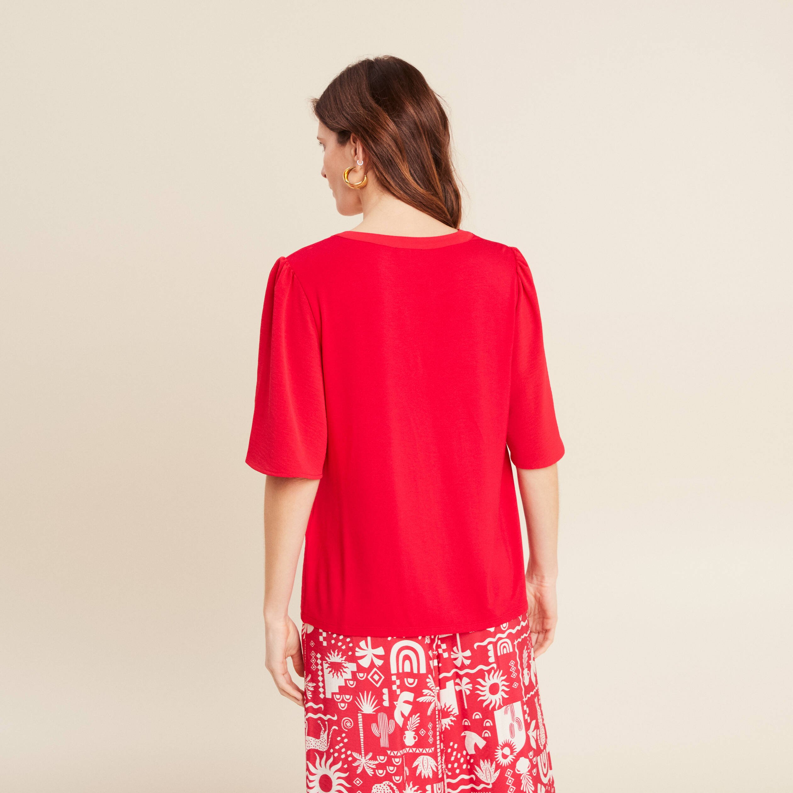 t shirt manches courtes rouge femme T-shirt manches courtes rouge femme
