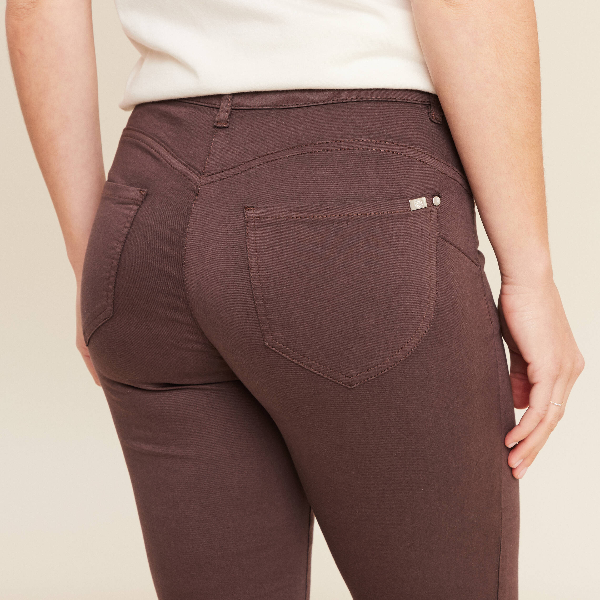 pantacourt droit taille standard marron femme Pantacourt droit taille standard marron femme
