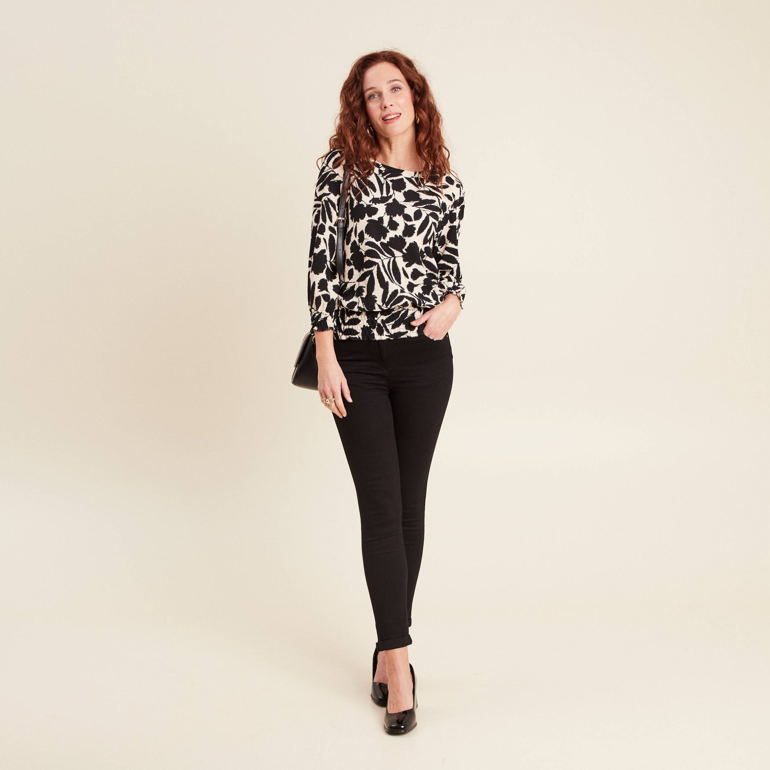 blouse manches 34 noir femme Blouse manches 3/4 noir femme