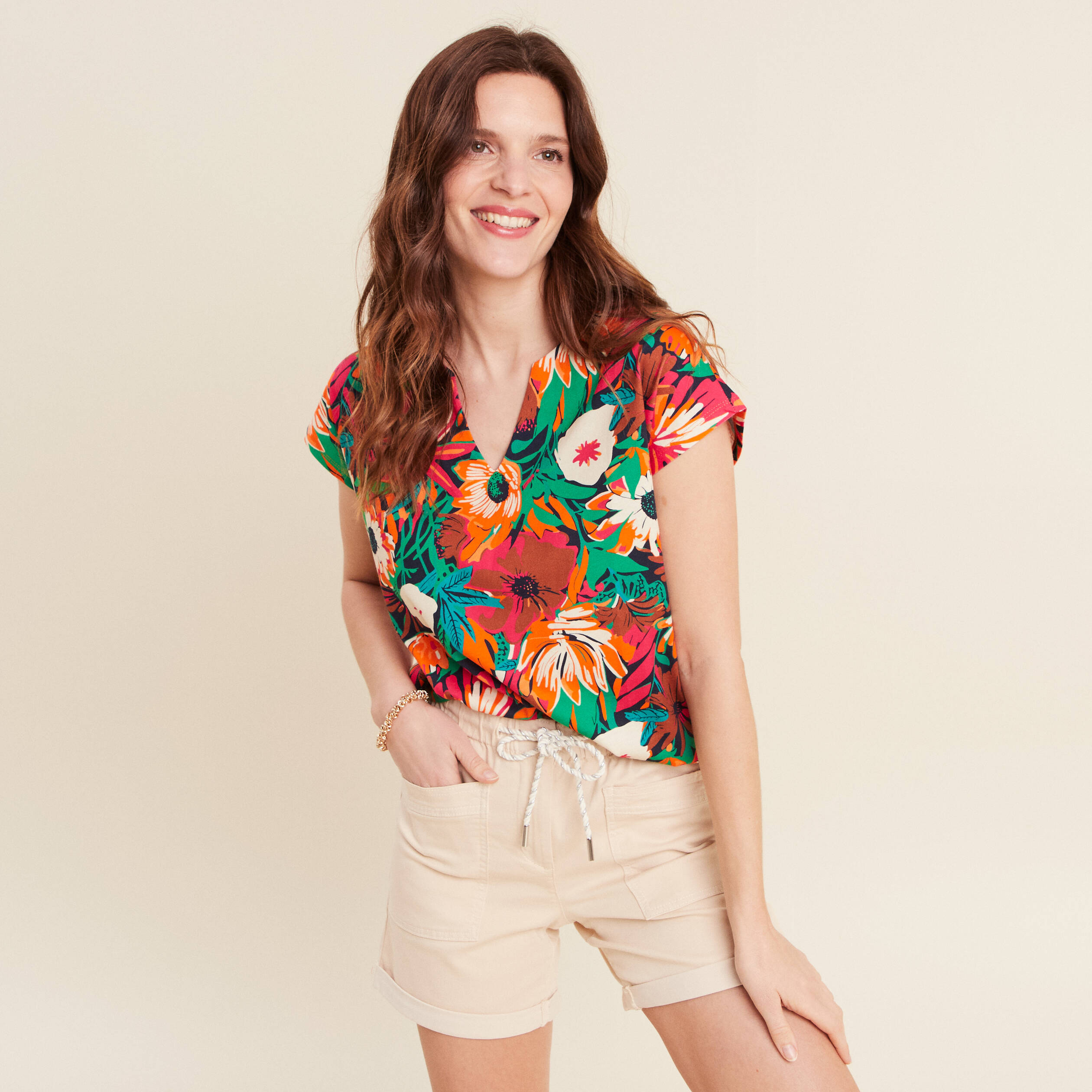 top droit col tunisien bleu fonce femme Top droit col tunisien bleu foncé femme