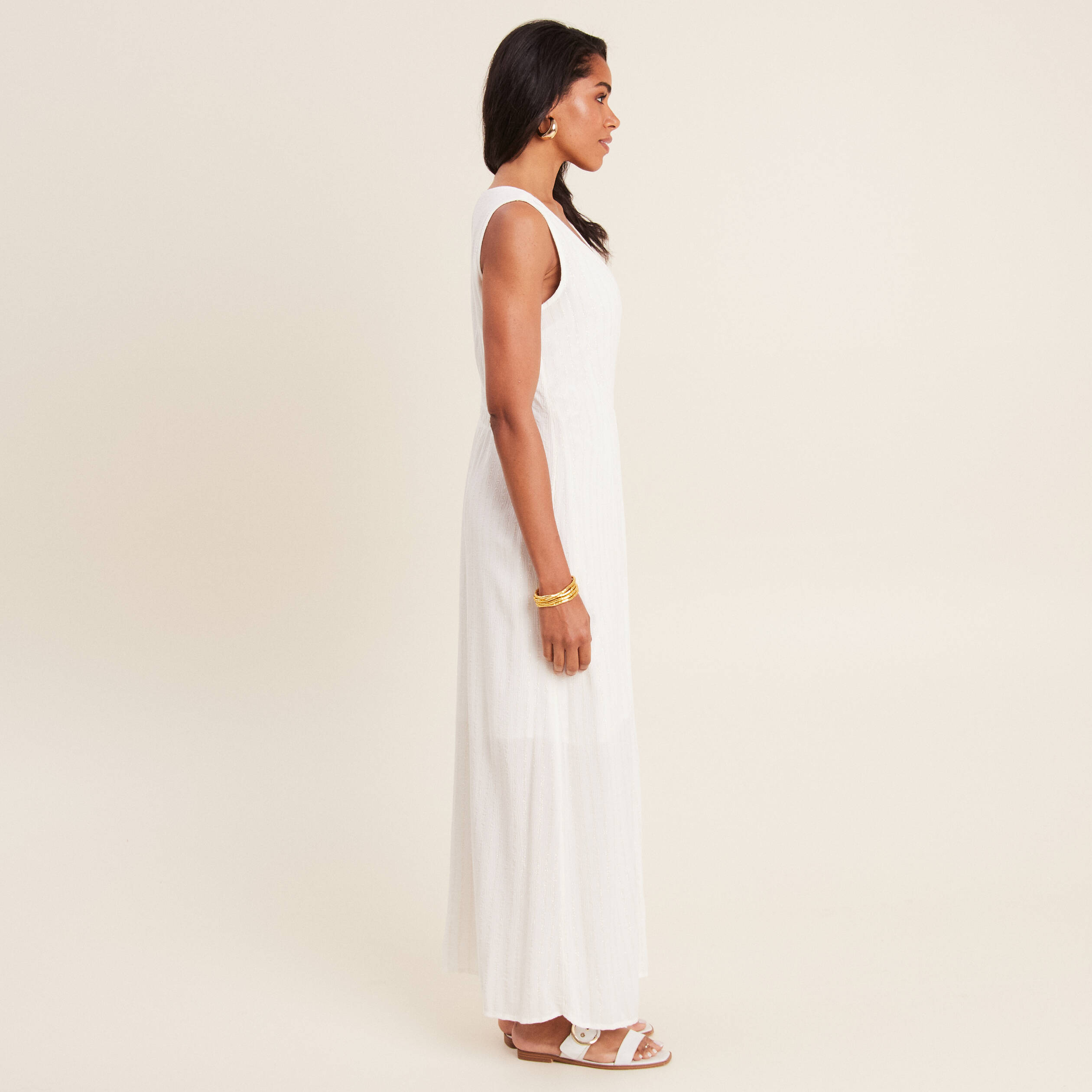 robe longue evasee ecru femme Robe longue évasée ecru femme