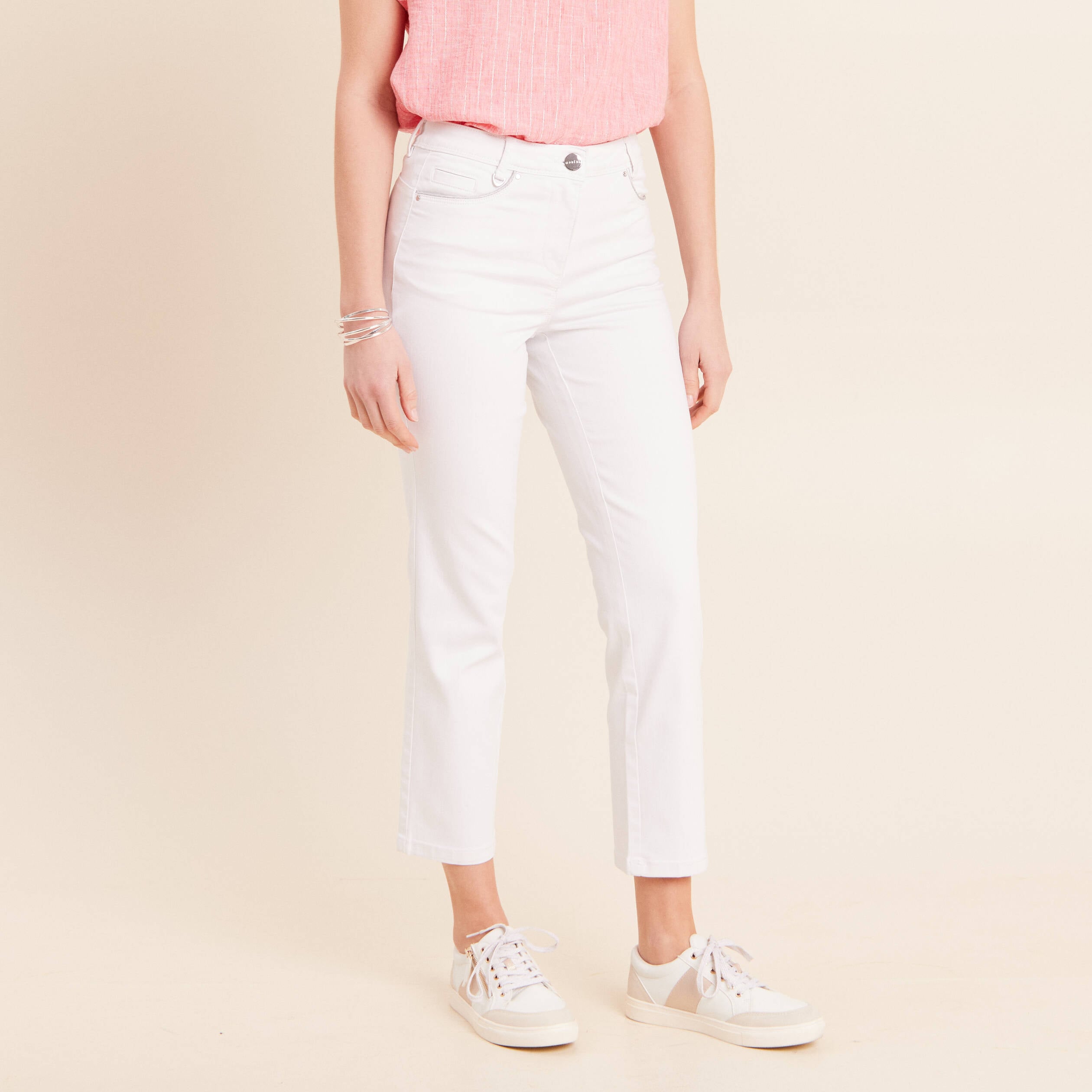 Jean coupe droite 7/8&egrave;me blanc femme