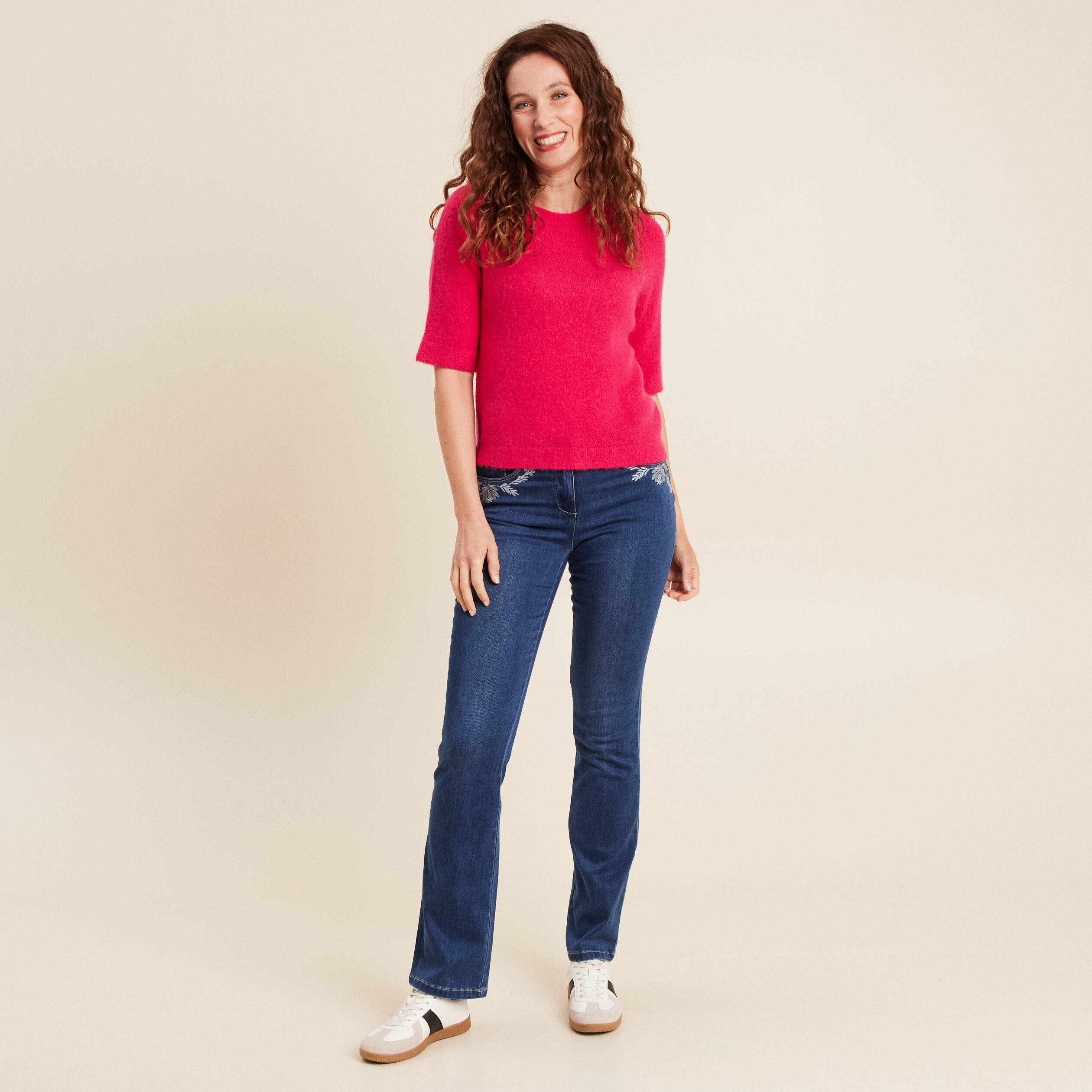 jean bootcut taille basculee brode denim stone femme jean bootcut taille basculée brodé denim stone femme