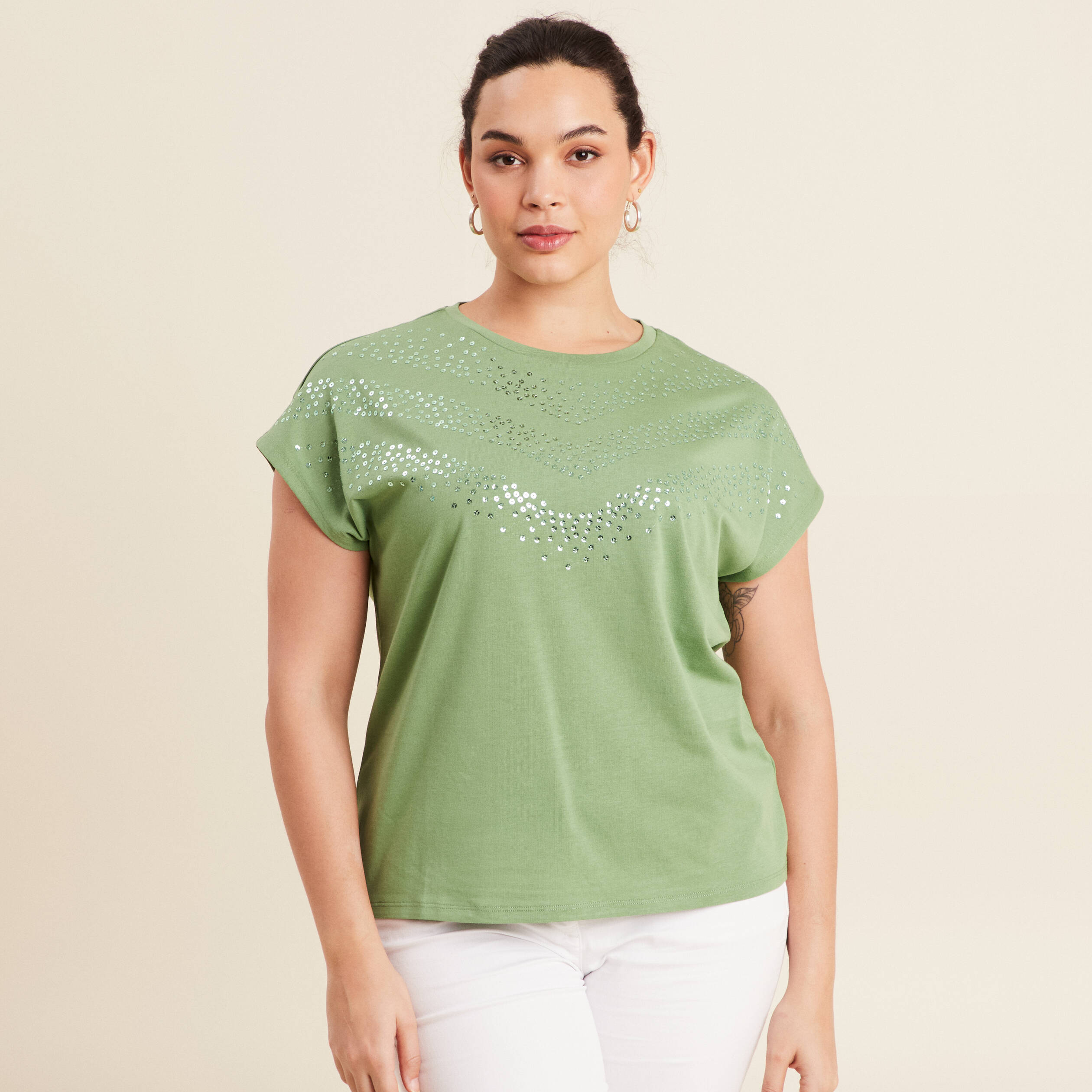 t shirt manches courtes vert femme T-shirt manches courtes vert femme