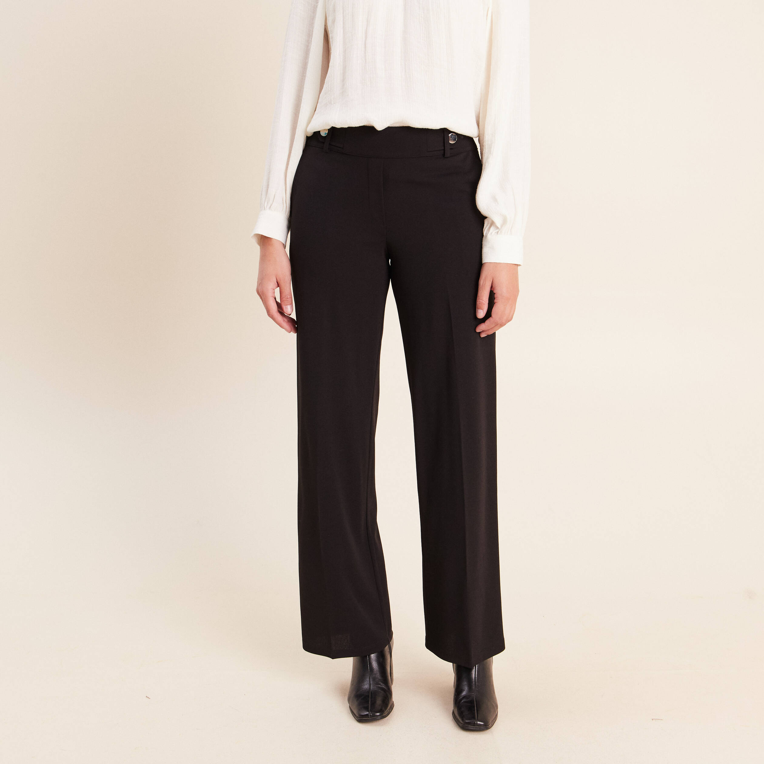 Pantalon taille haute noir femme