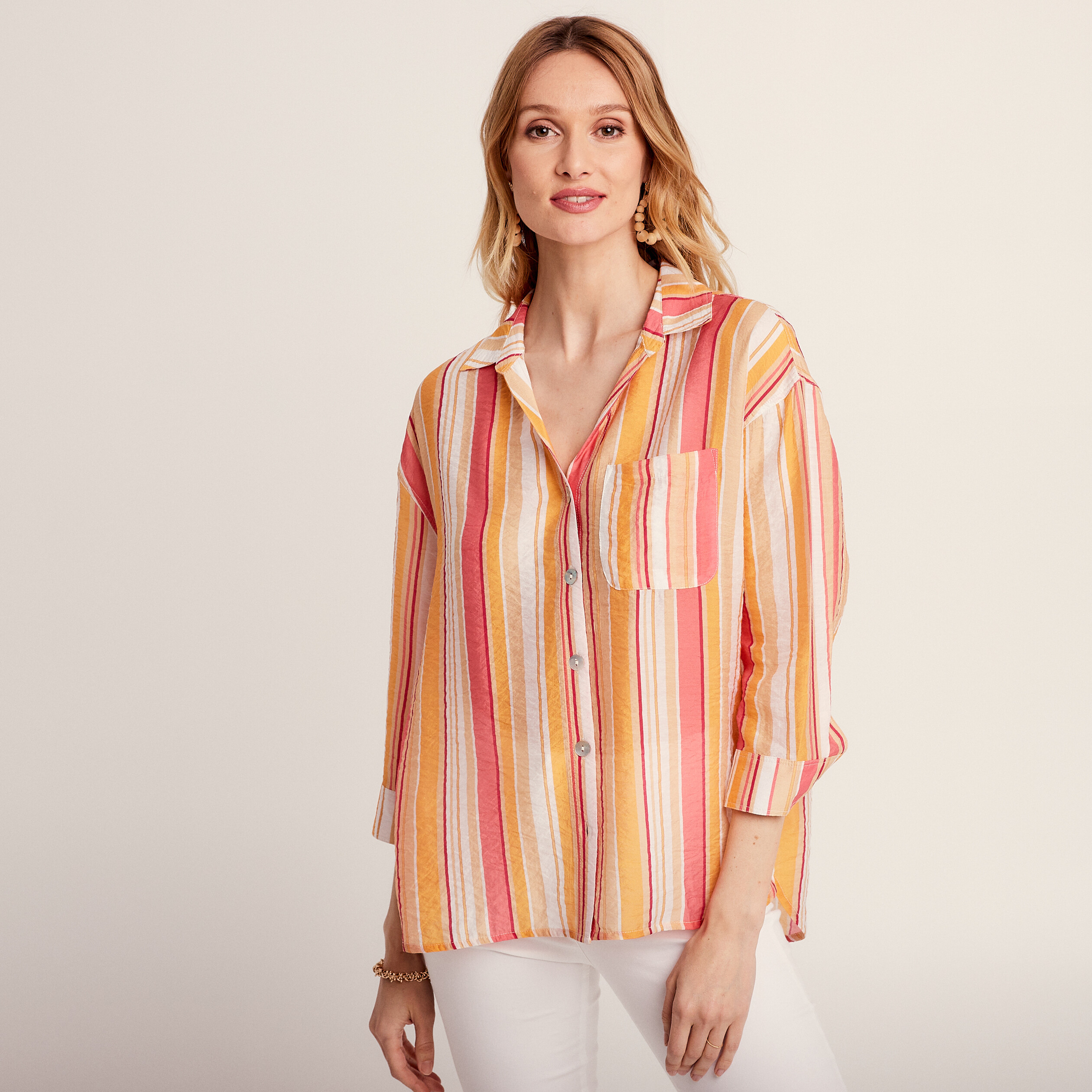 chemise manches 34 multicolore femme Chemise manches 3/4 multicolore femme