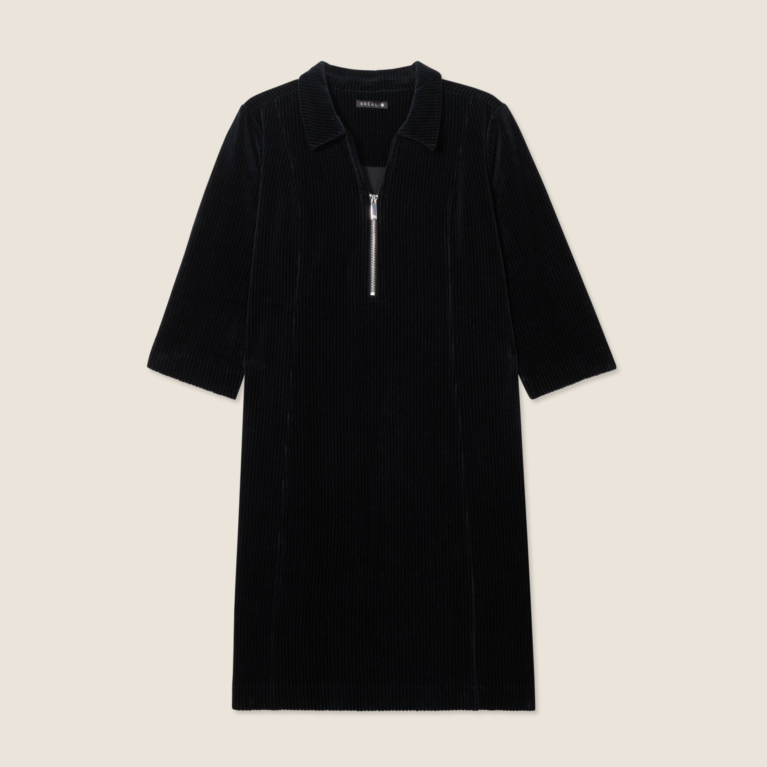 Robe droite velours noir femme