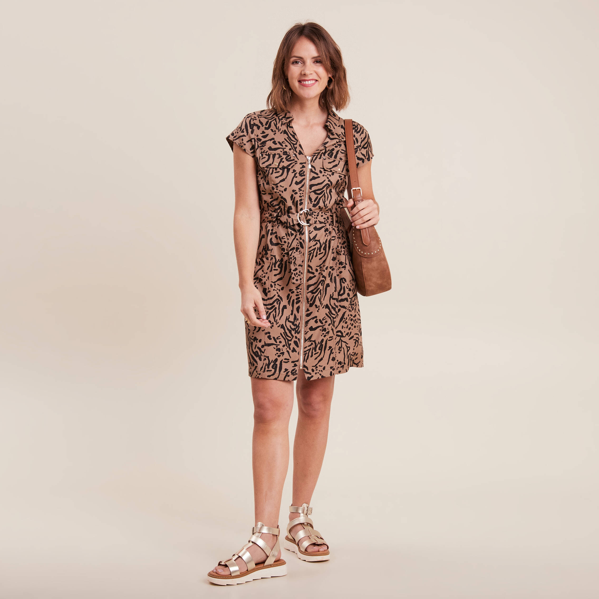 robe droite zippee creme femme Robe droite zippée creme femme
