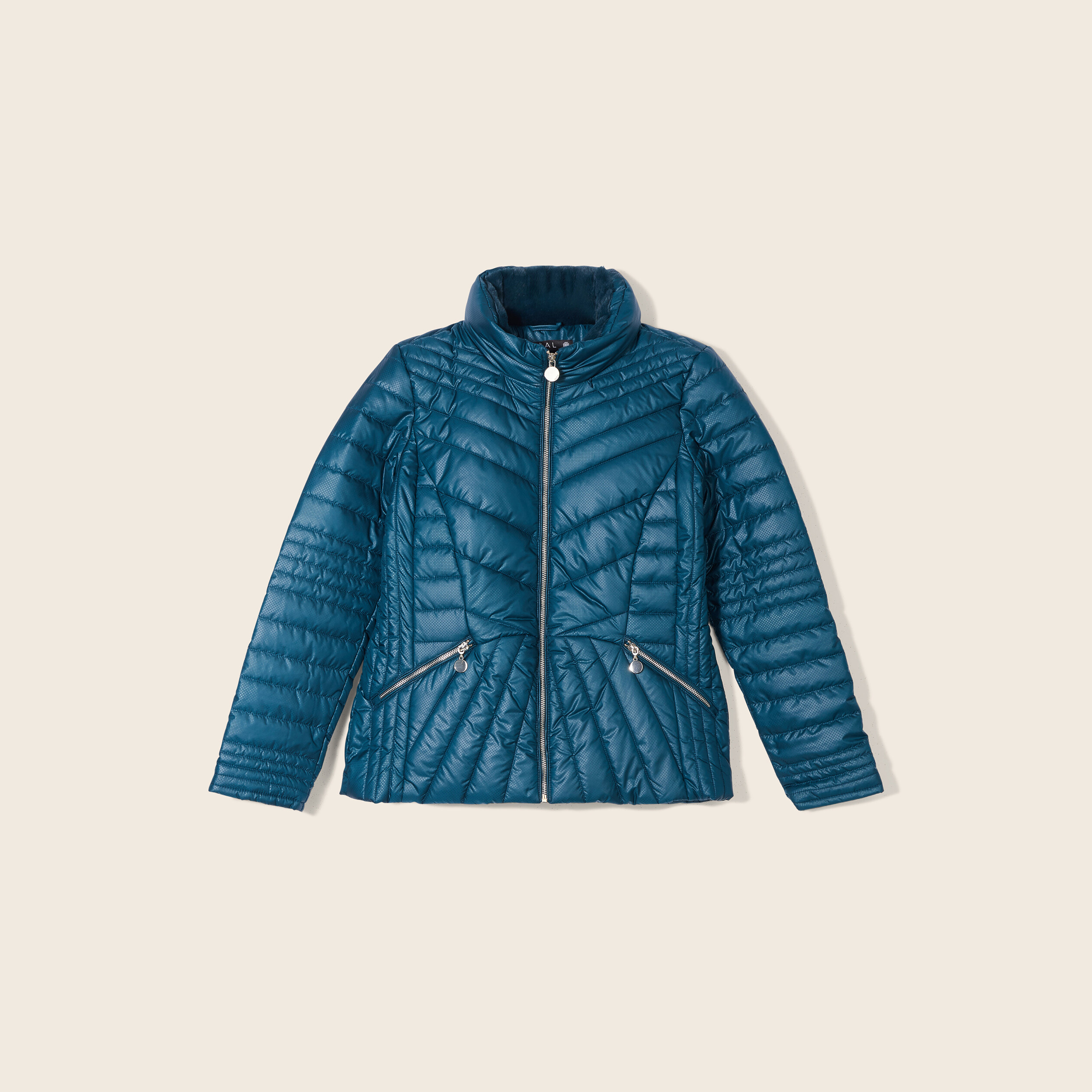 Doudoune courte cintrée déperlante bleu canard femme
