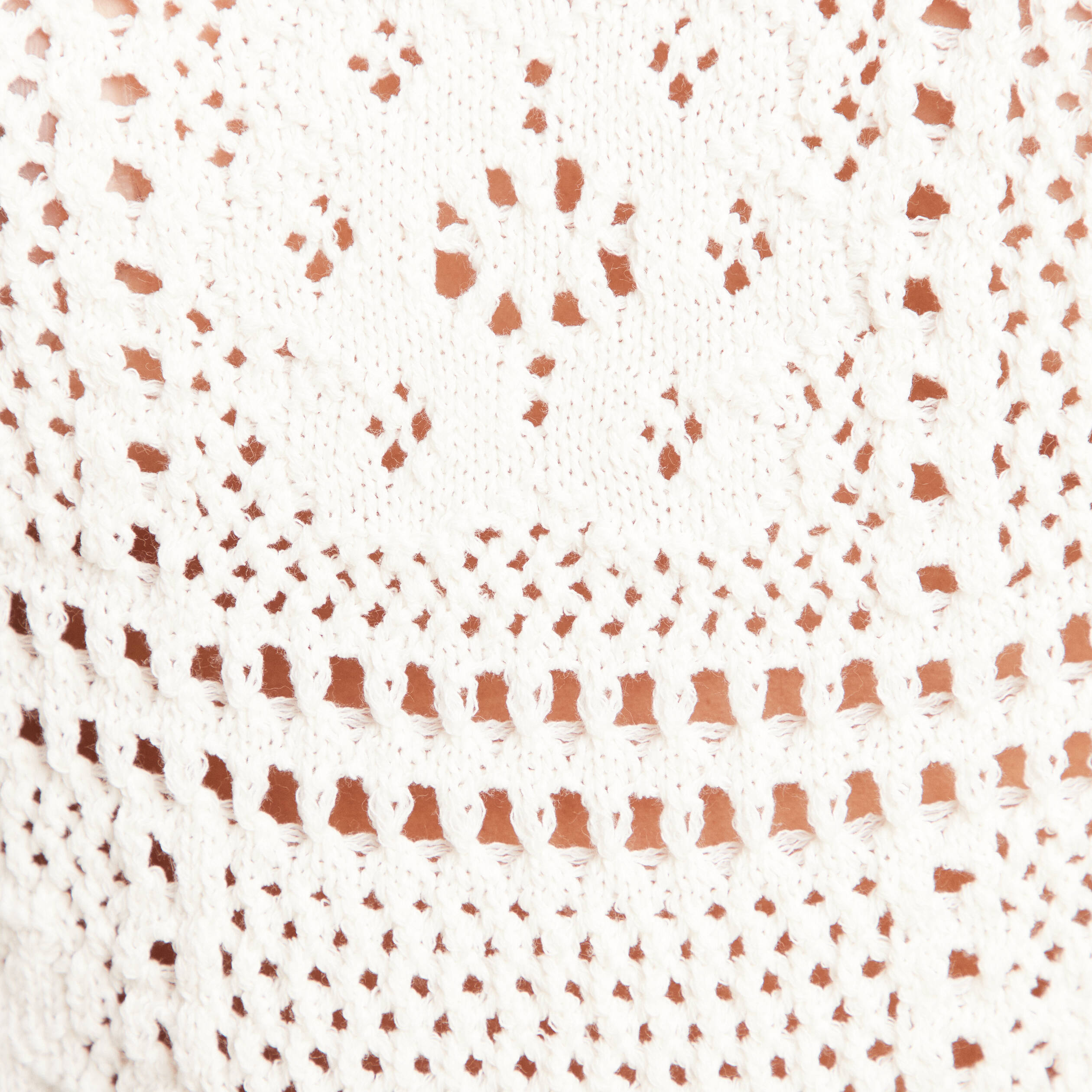 Pull court col rond manches courtes ecru femme