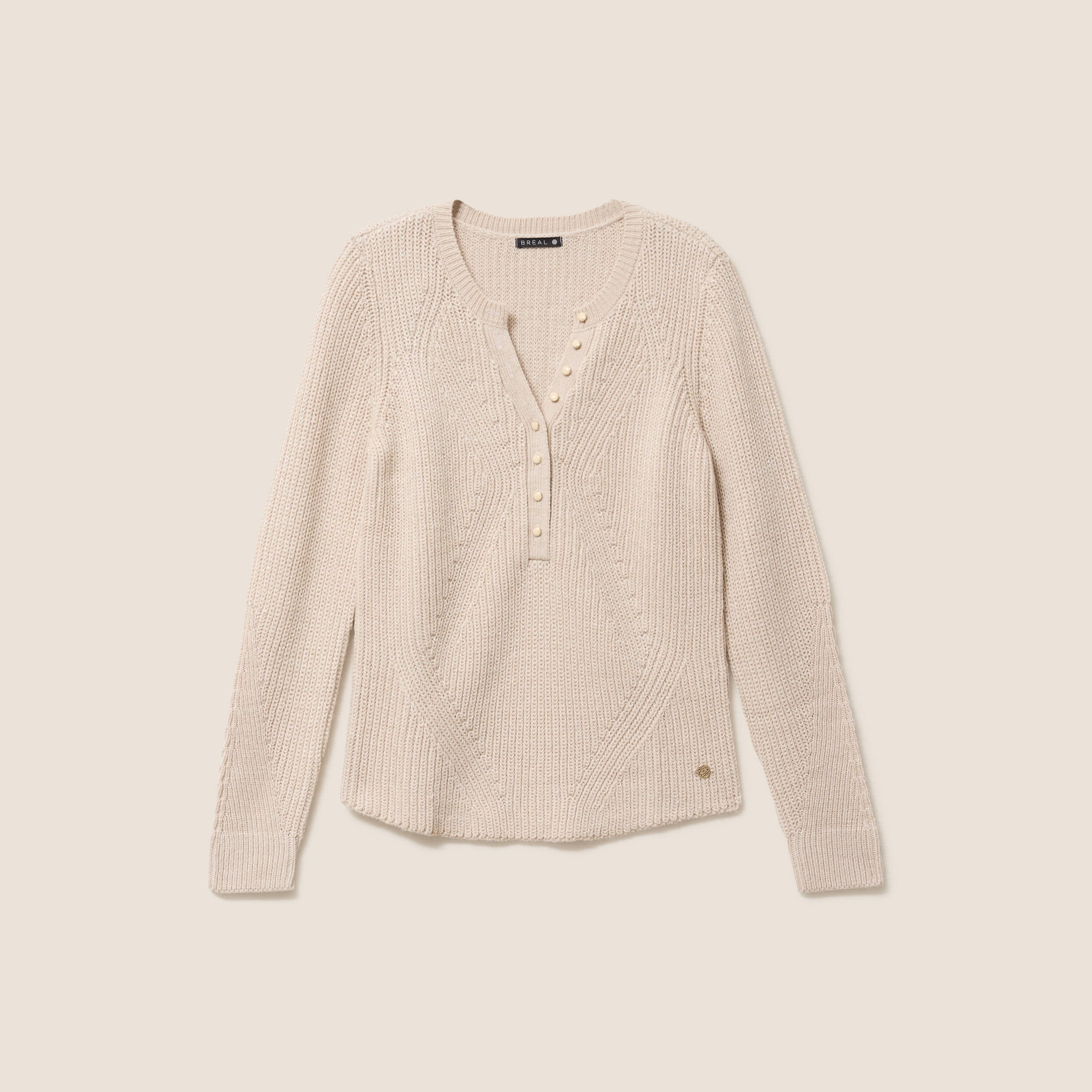 Pull manches longues creme femme