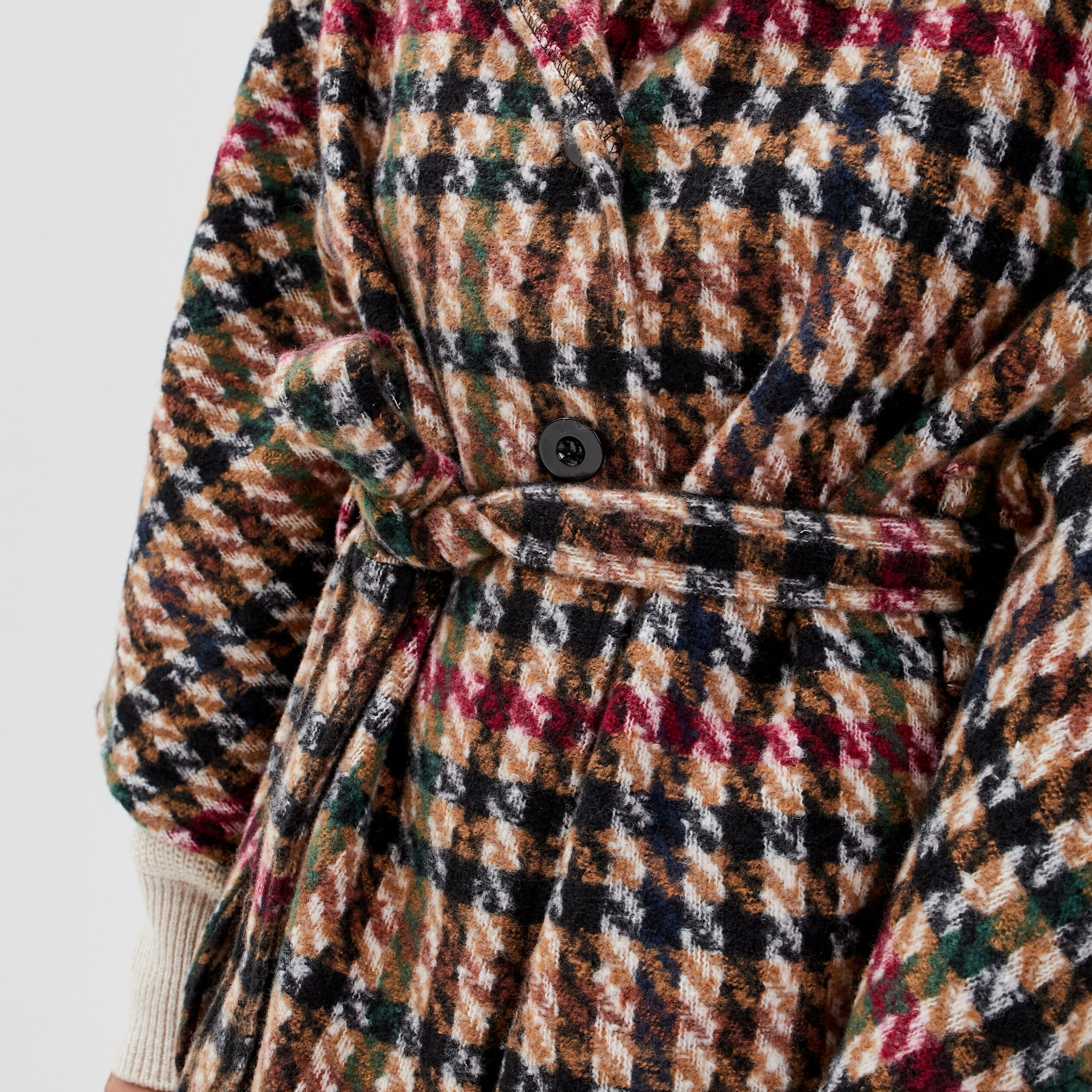 Poncho boutonné ceinturé ecru femme