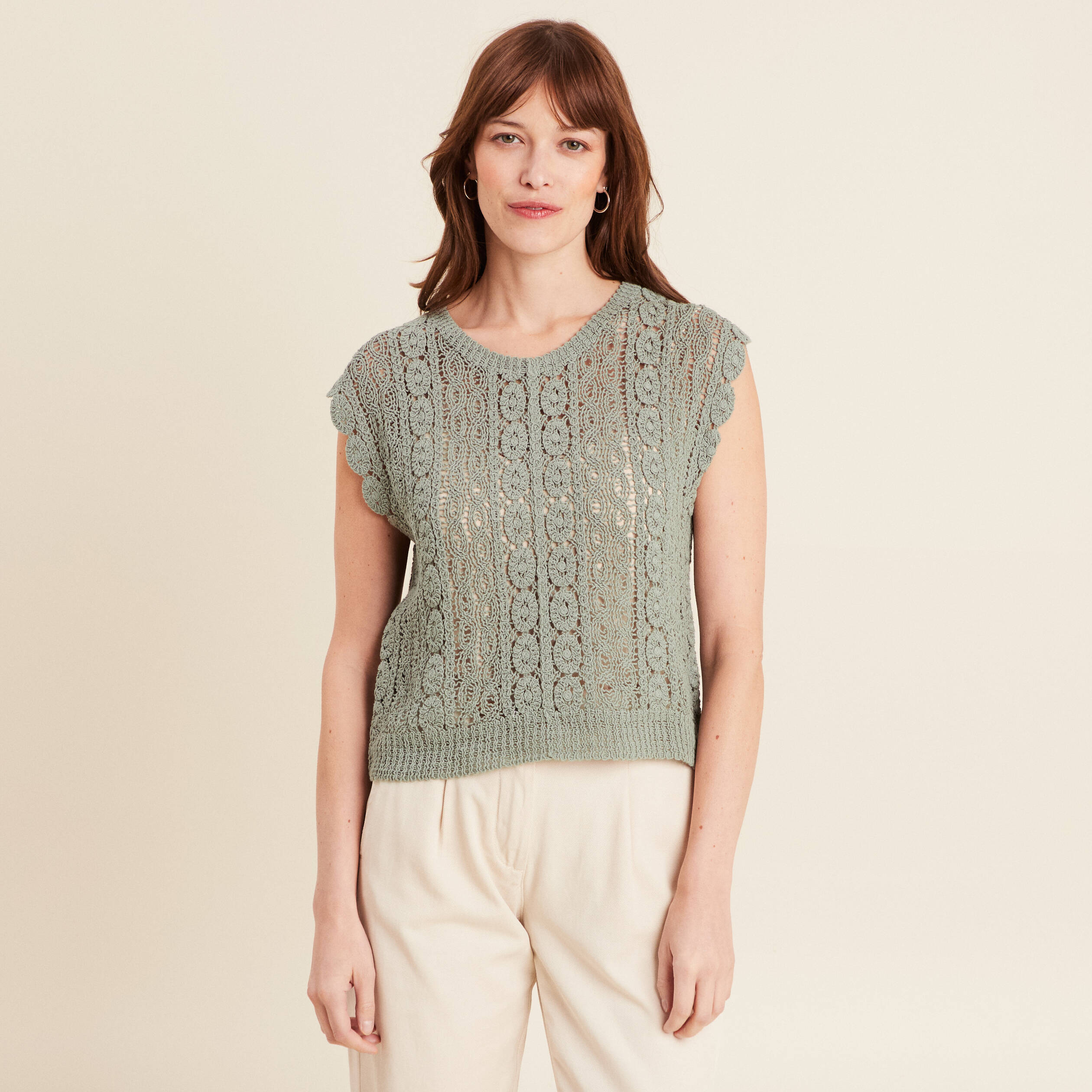 debardeur macrame vert clair femme Débardeur macramé vert clair femme
