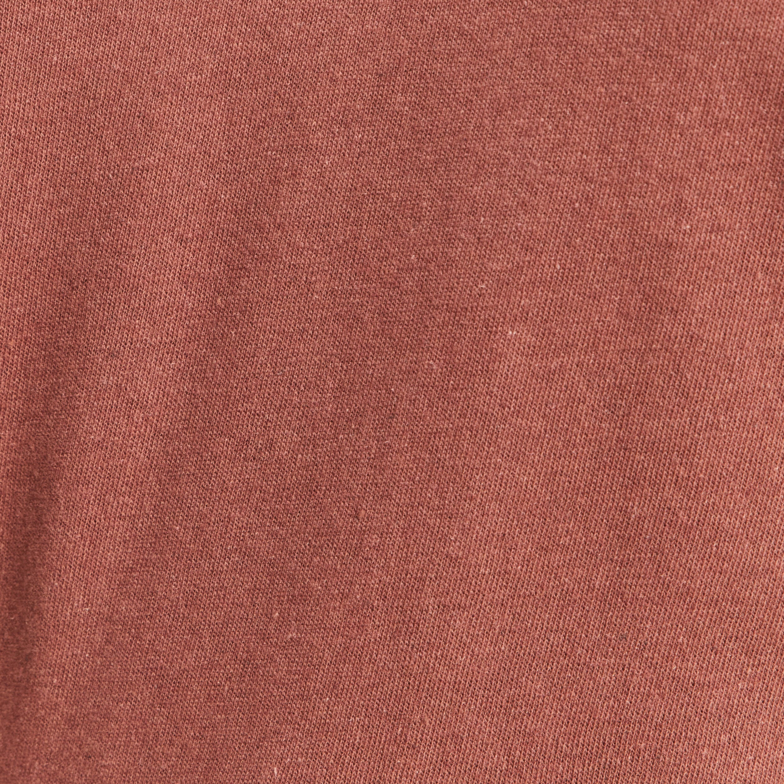 T-shirt col v manches courtes aspect lin marron fonc&eacute; femme