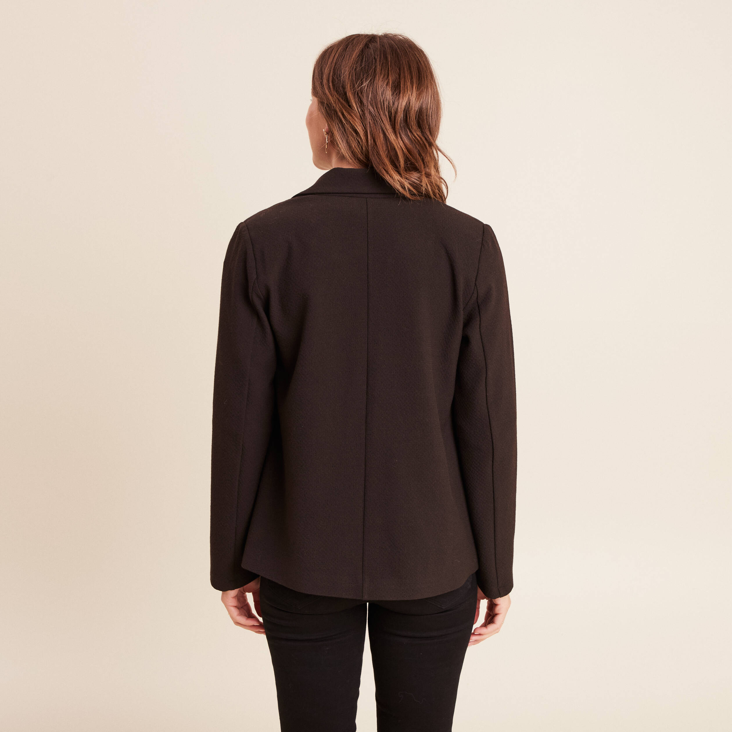 Veste tailleur cintr&eacute;e marron fonc&eacute; femme