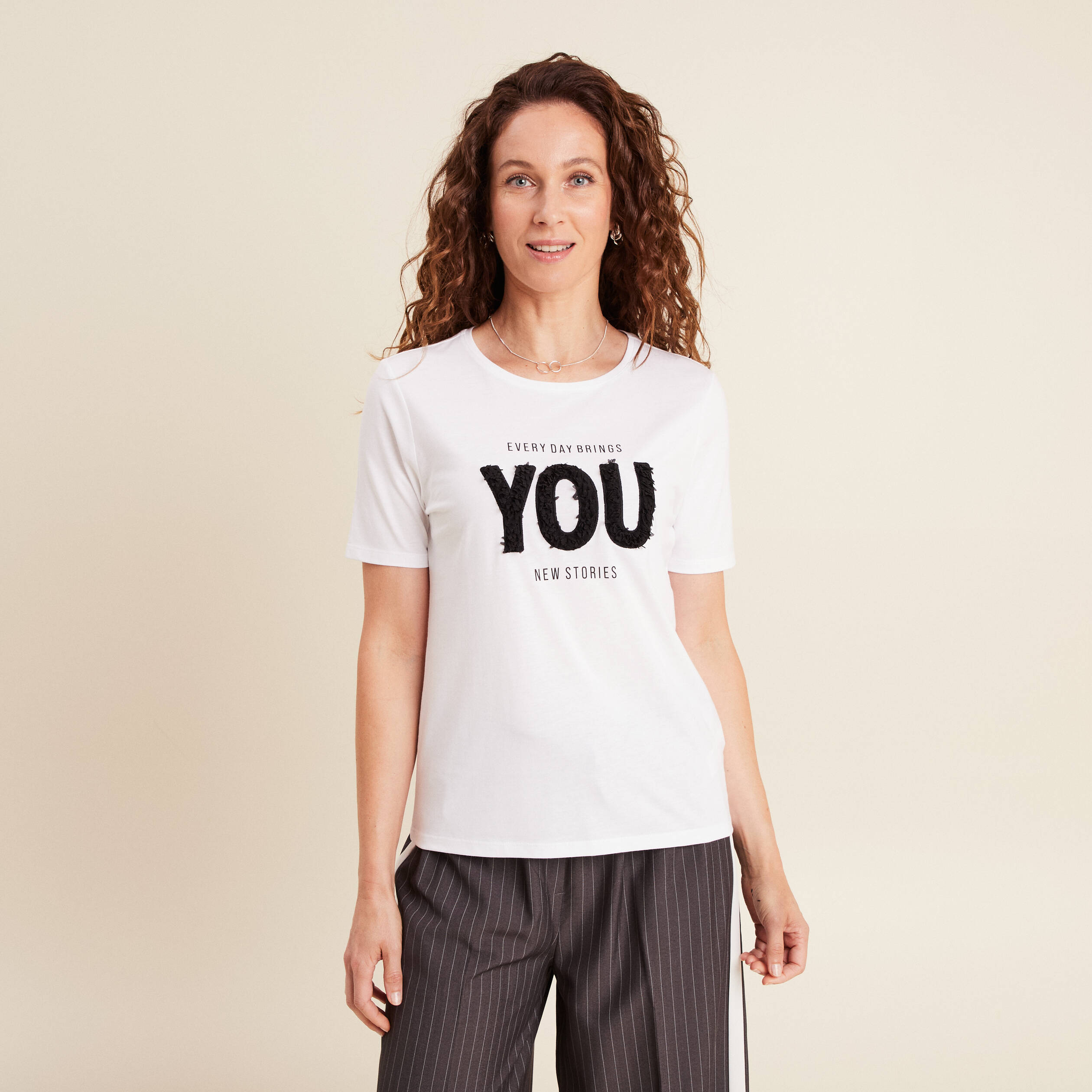 T-shirt col rond blanc femme
