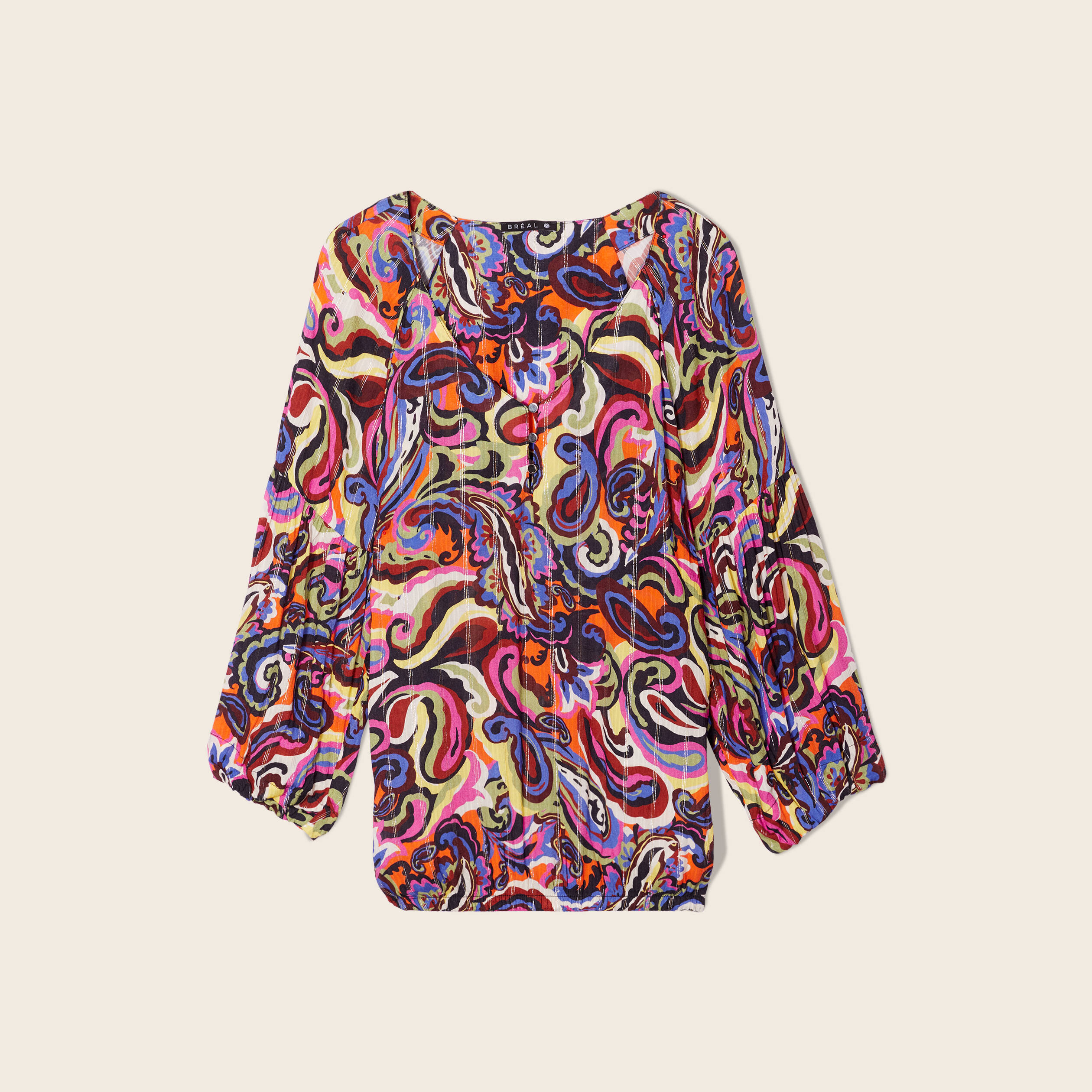 Blouse manches 3/4 multicolore femme