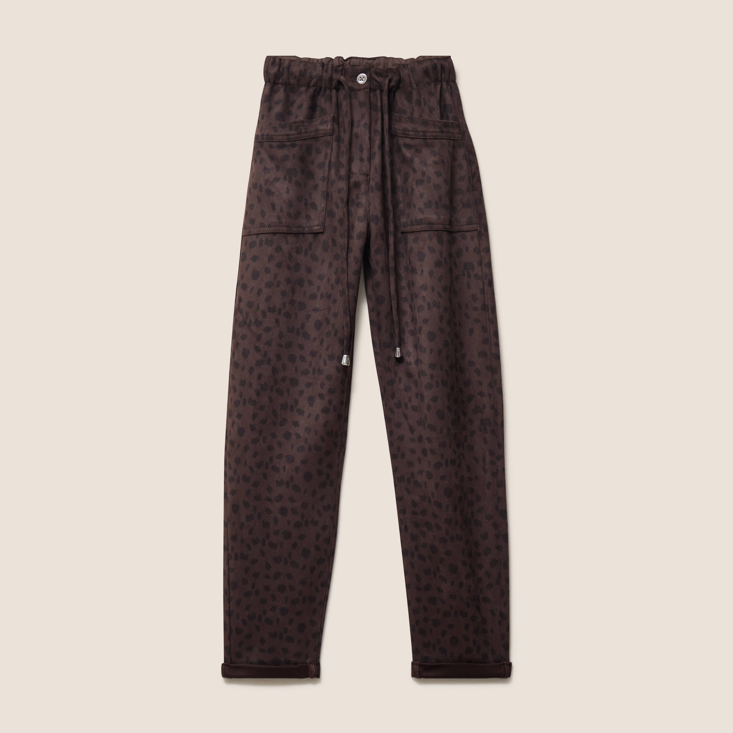 Pantalon coupe mom 7/8&egrave;me marron fonc&eacute; femme