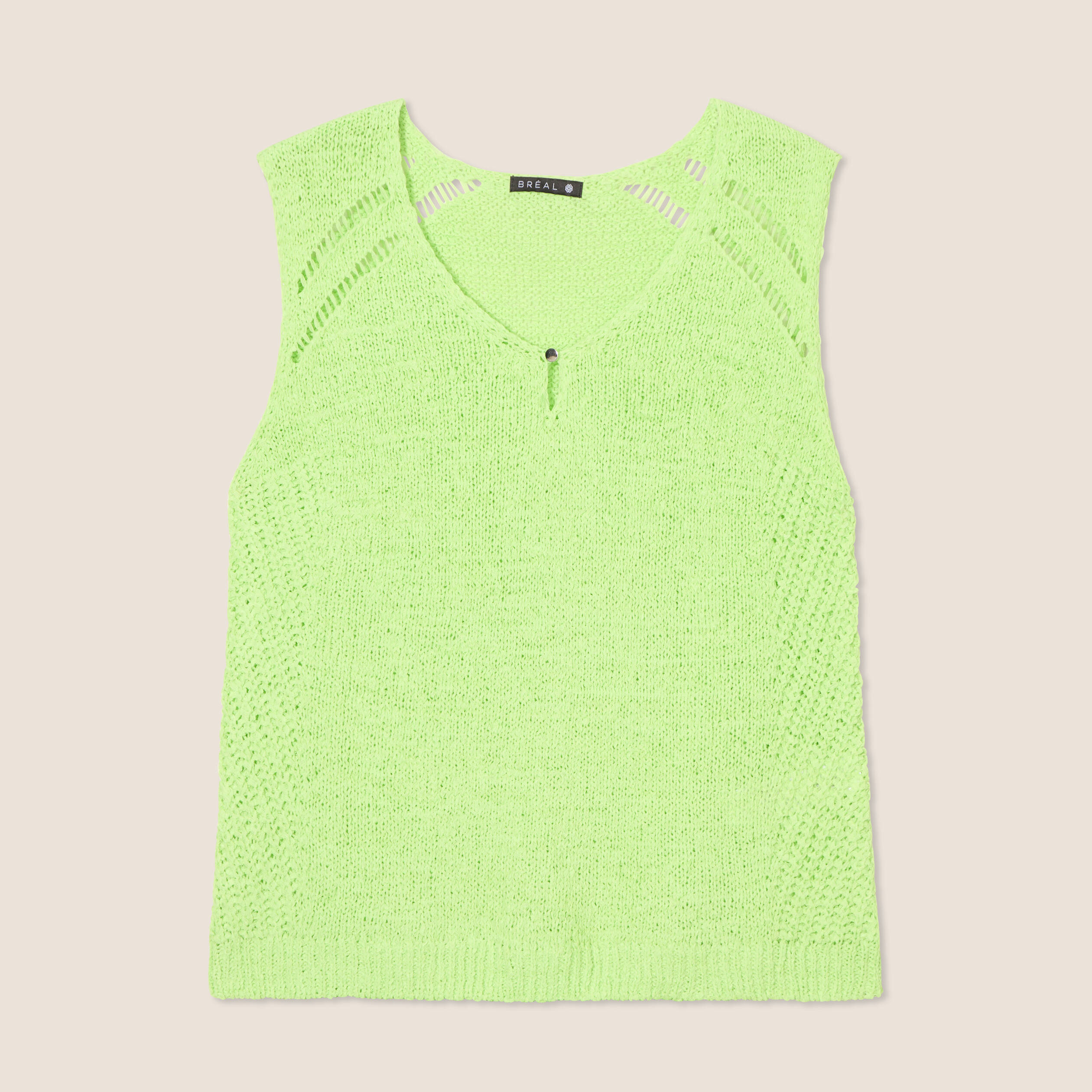 debardeur tricot sans manches vert anis femme Débardeur tricot sans manches vert anis femme