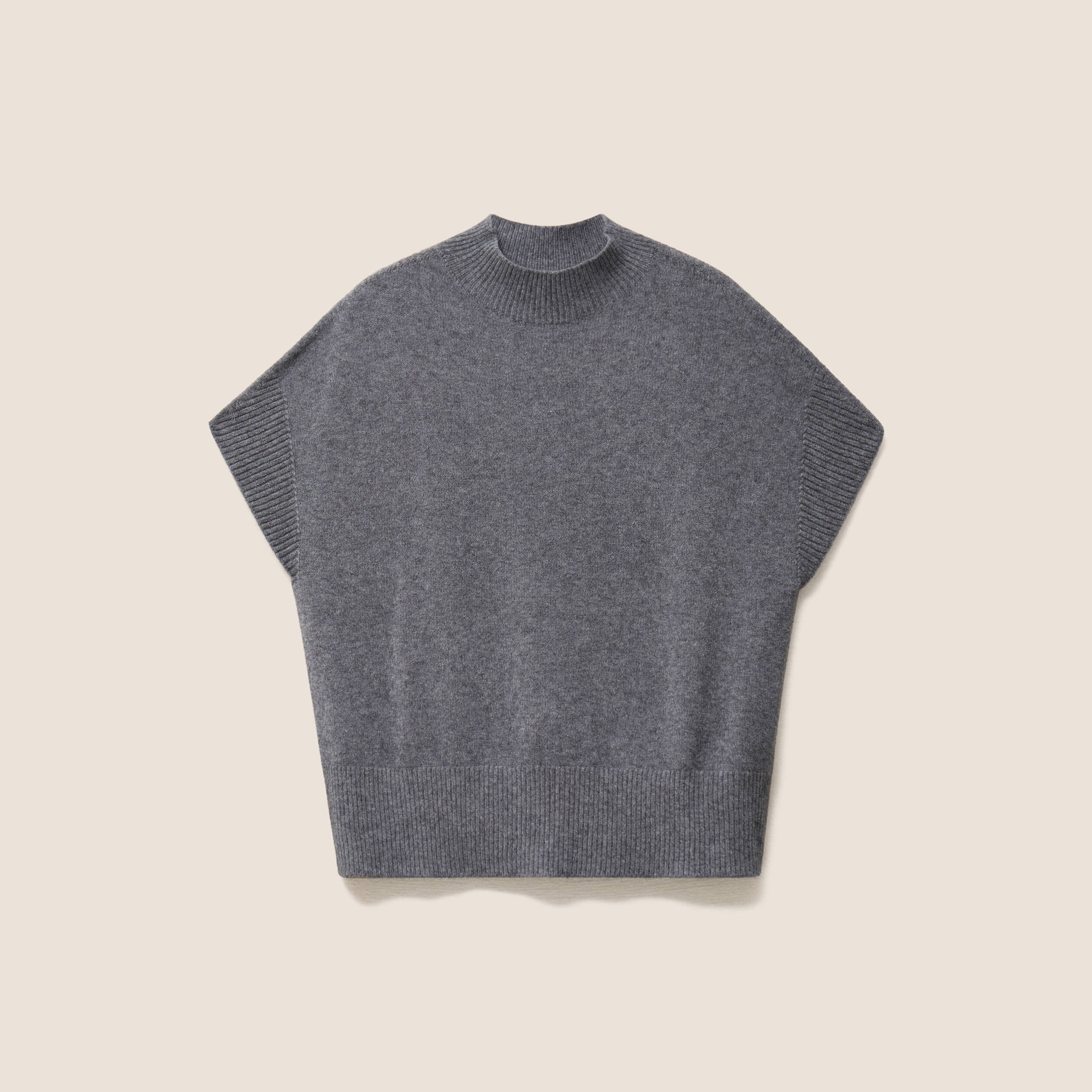Pull col montant gris clair femme