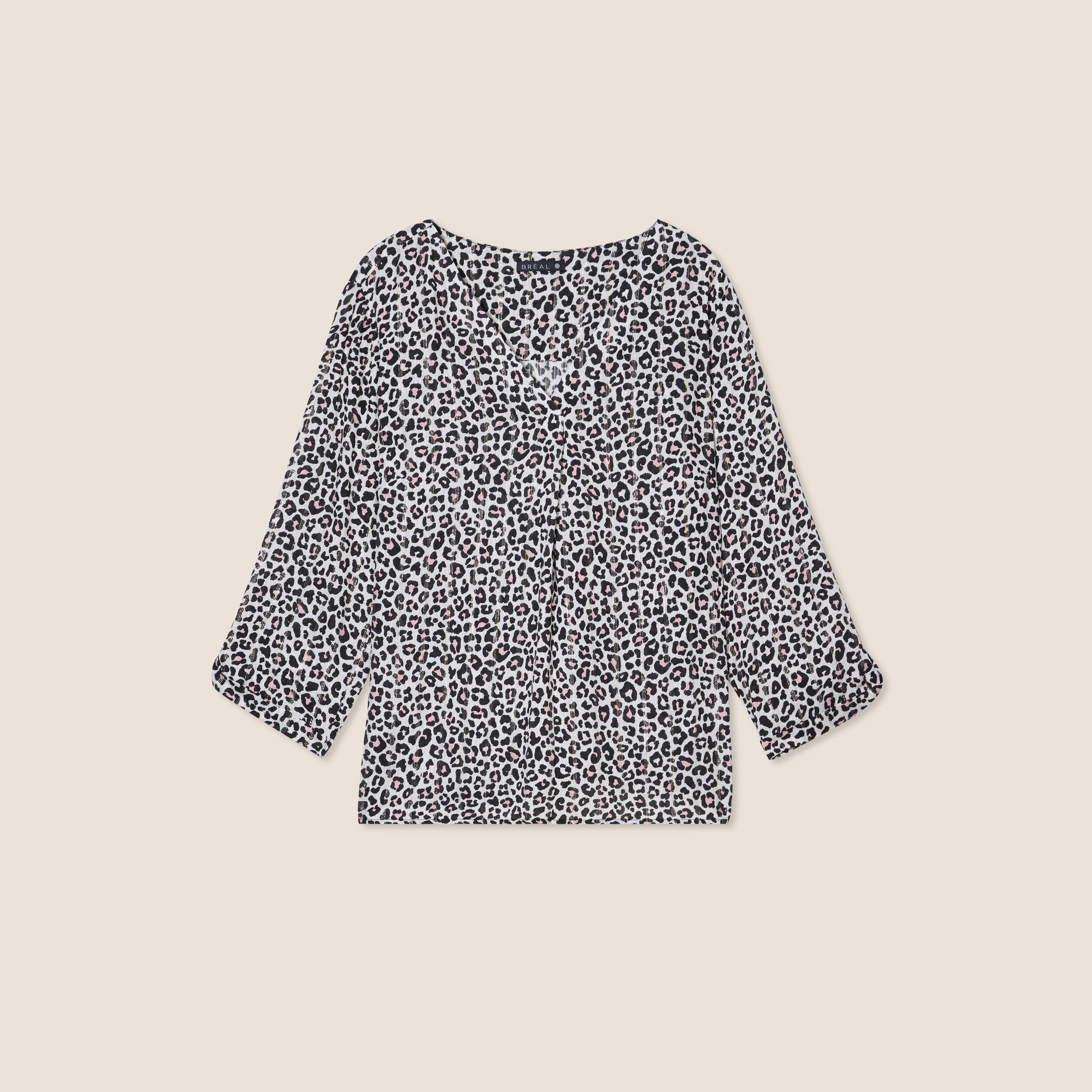 blouse manches 34 rose clair femme Blouse manches 3/4 rose clair femme