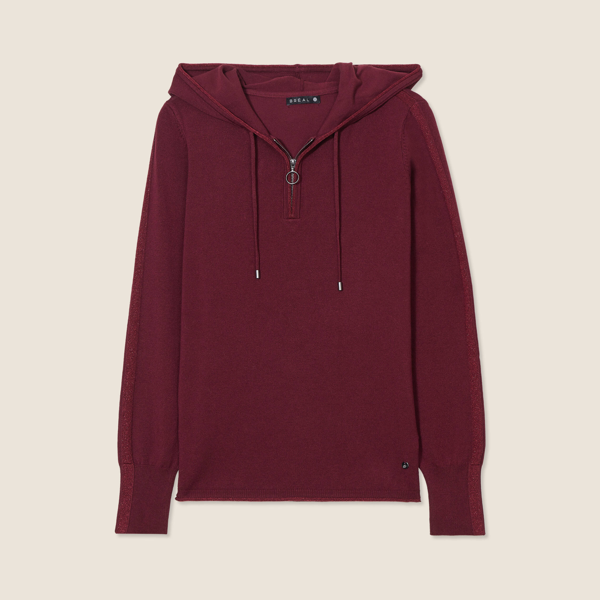Pull manches longues bordeaux femme