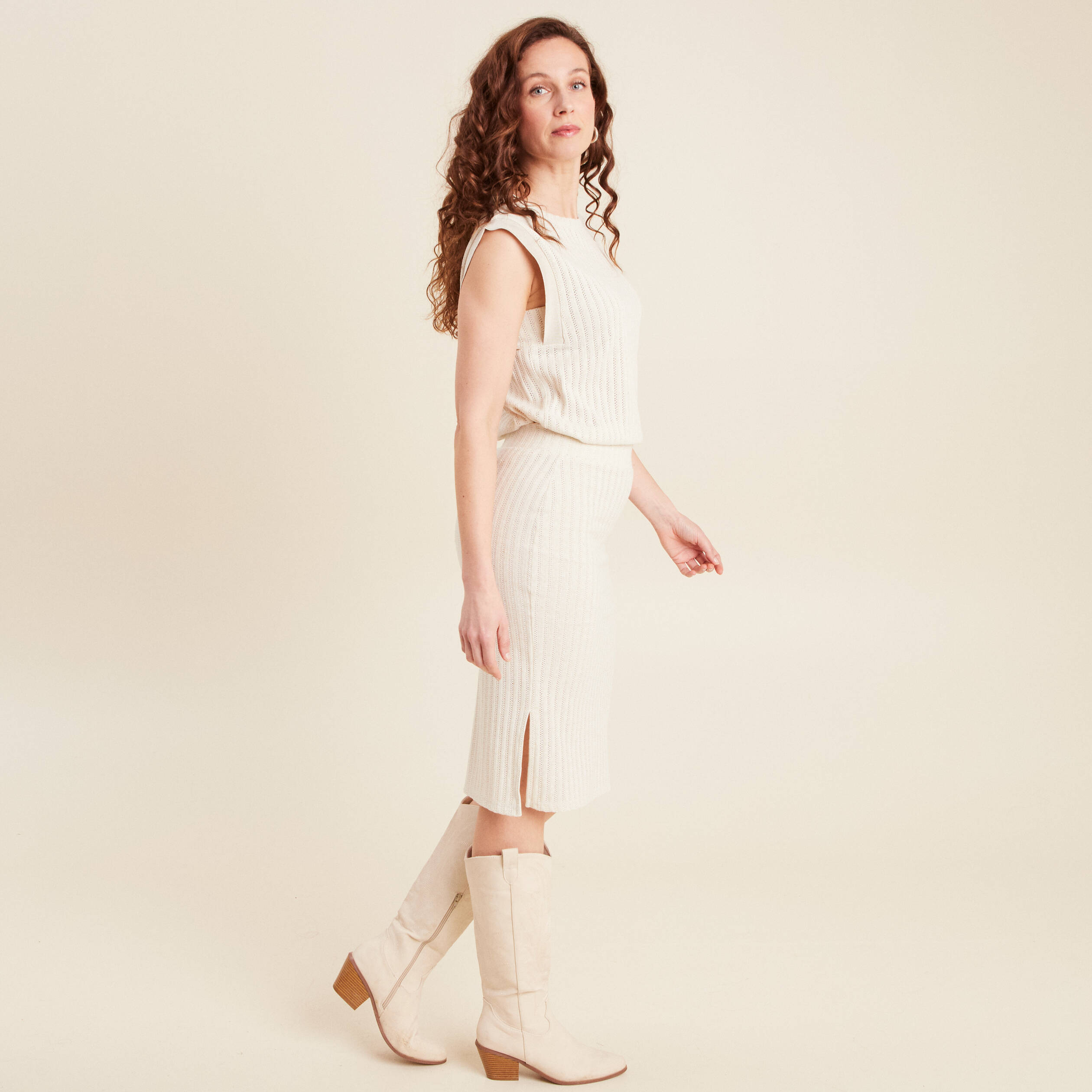 jupe tricot longue tube ecru femme Jupe tricot longue tube ecru femme
