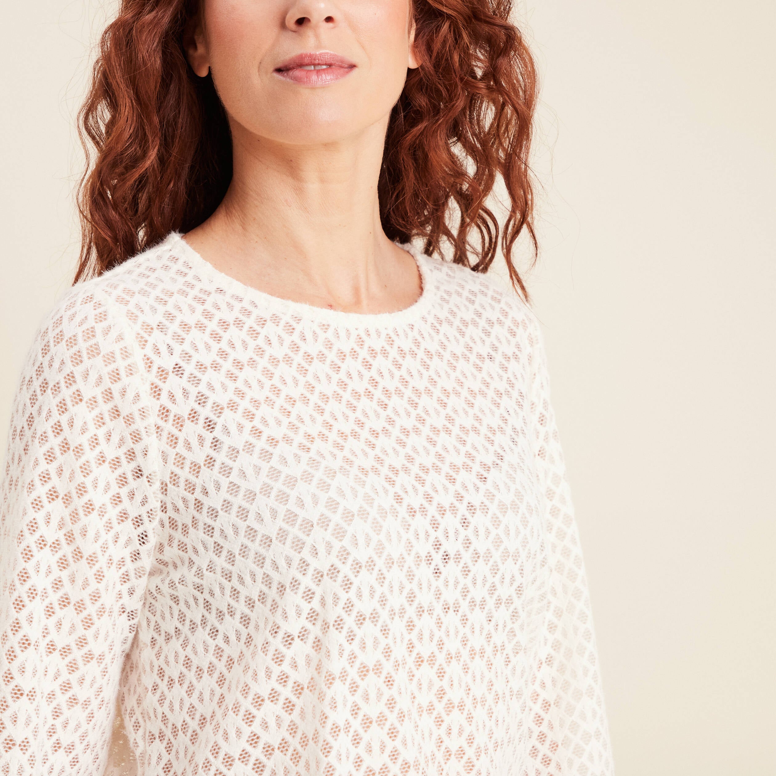 Blouse manches longues ecru femme