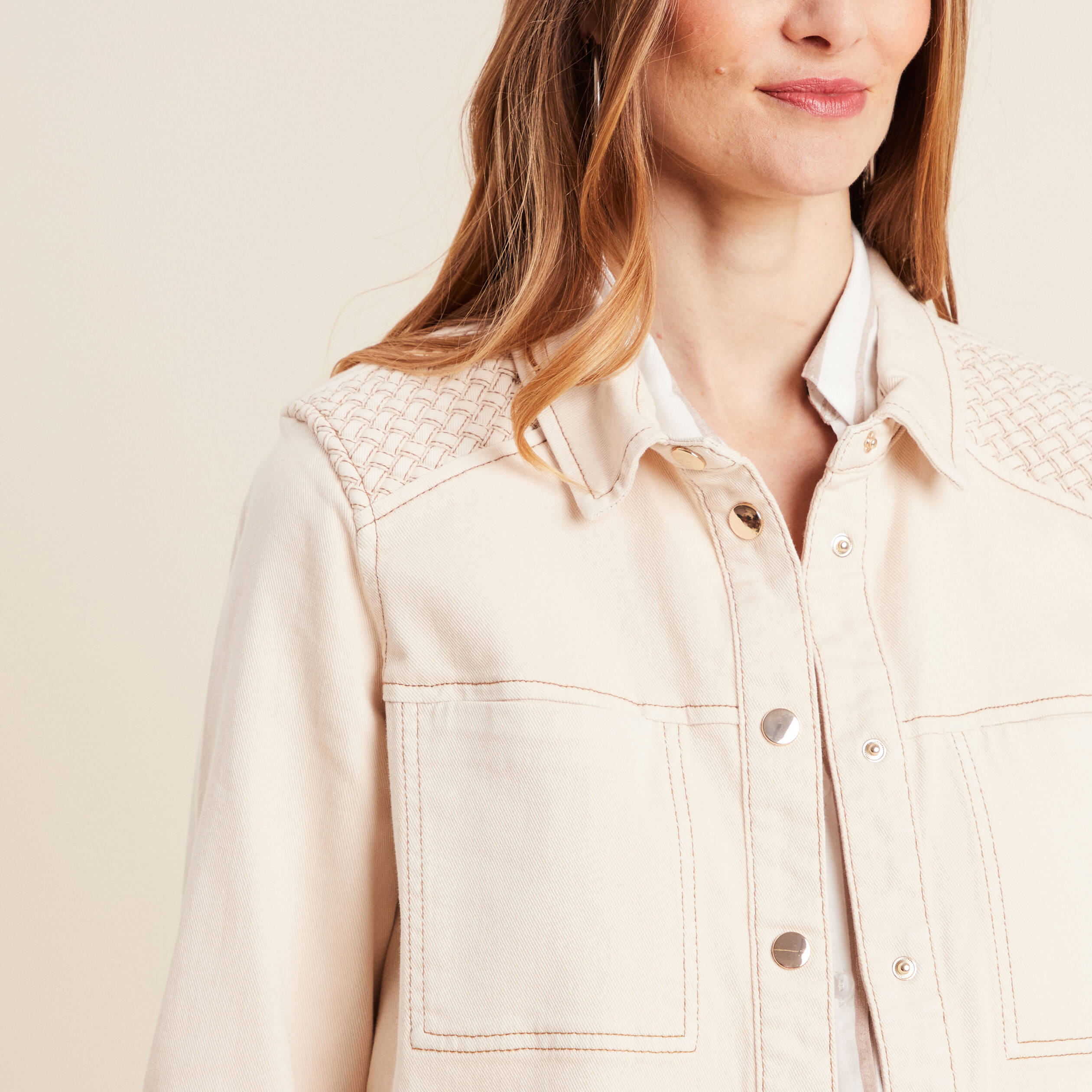 surchemise boutonnee ivoire femme Surchemise boutonnée ivoire femme