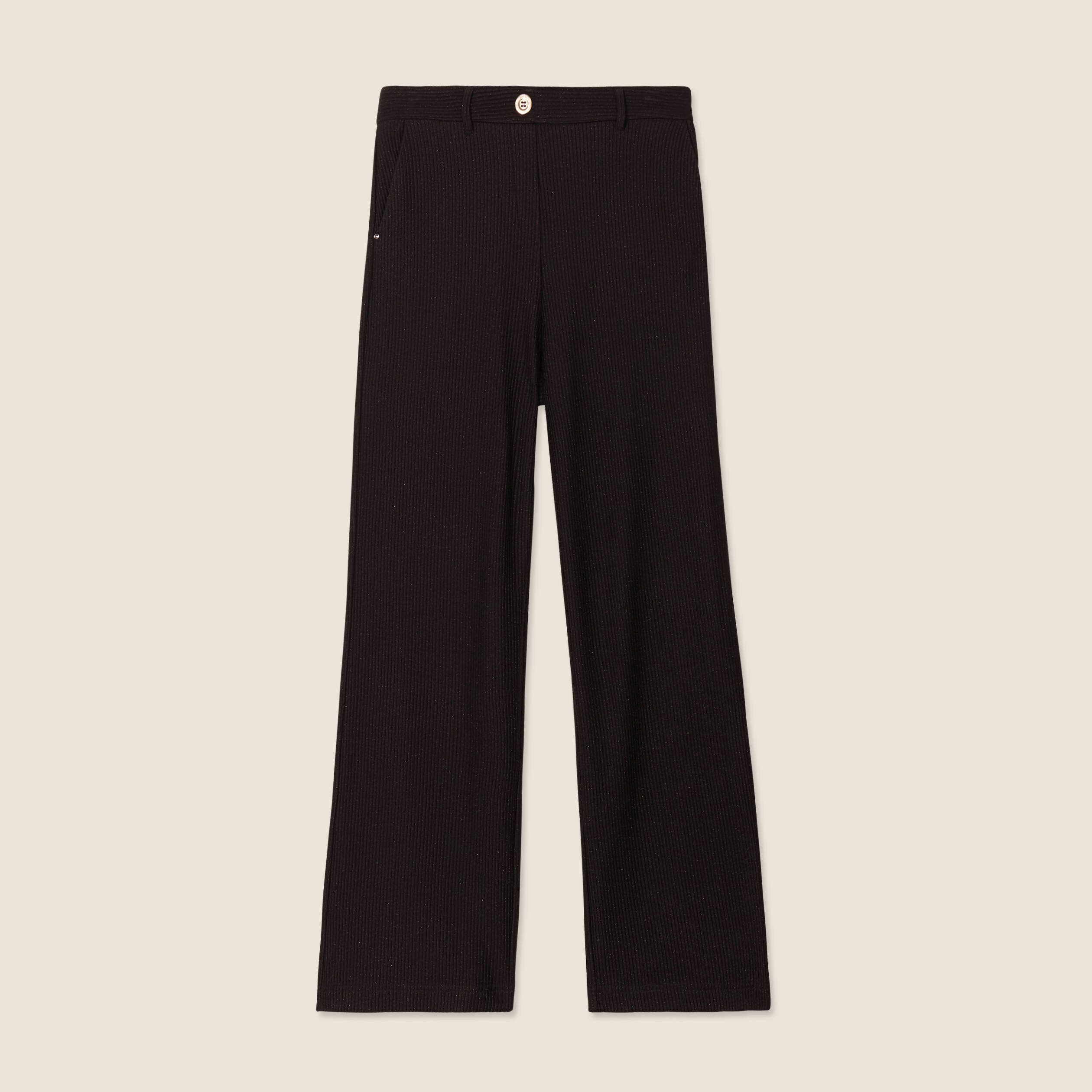 pantalon tricot large noir femme Pantalon tricot large noir femme