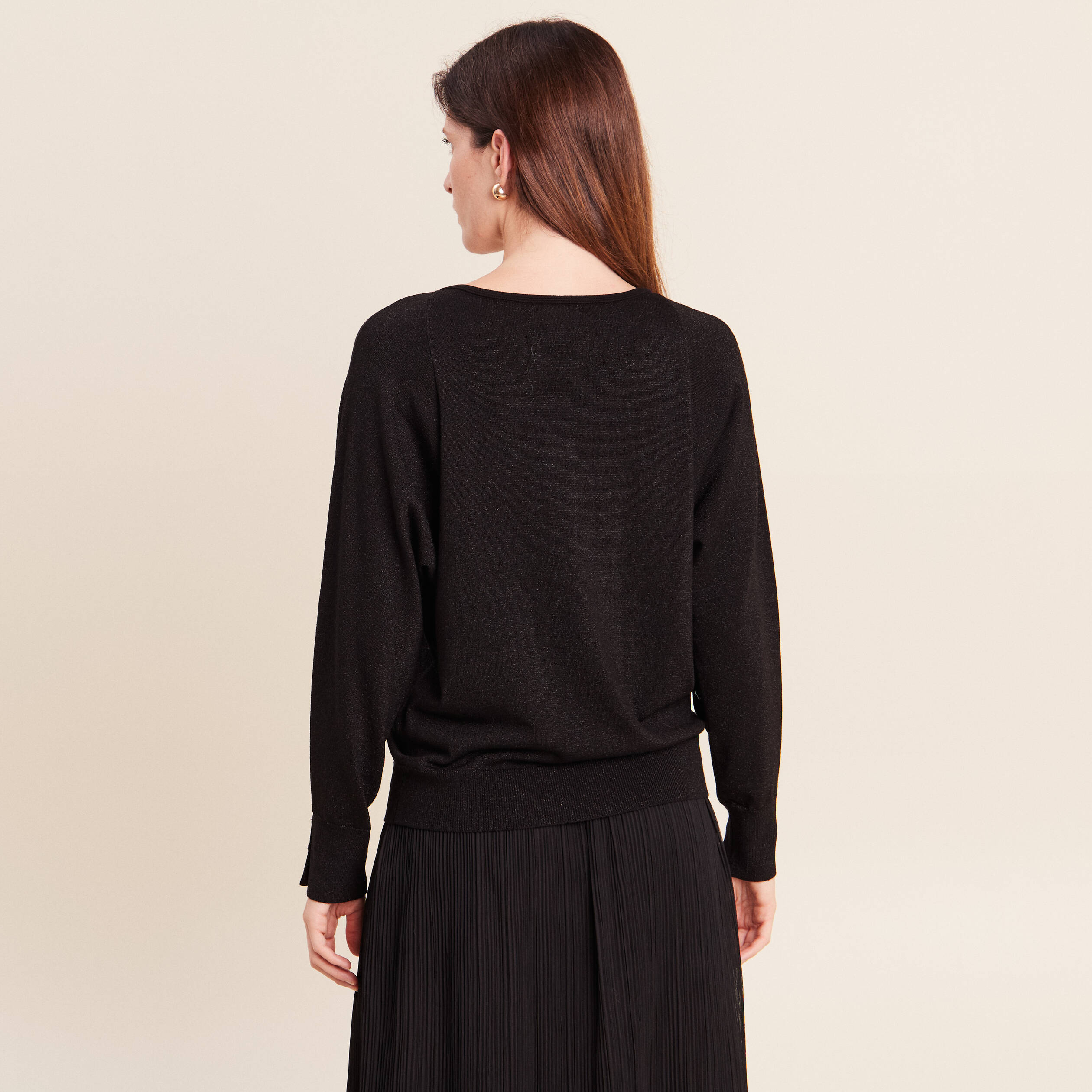 Pull manches longues noir femme