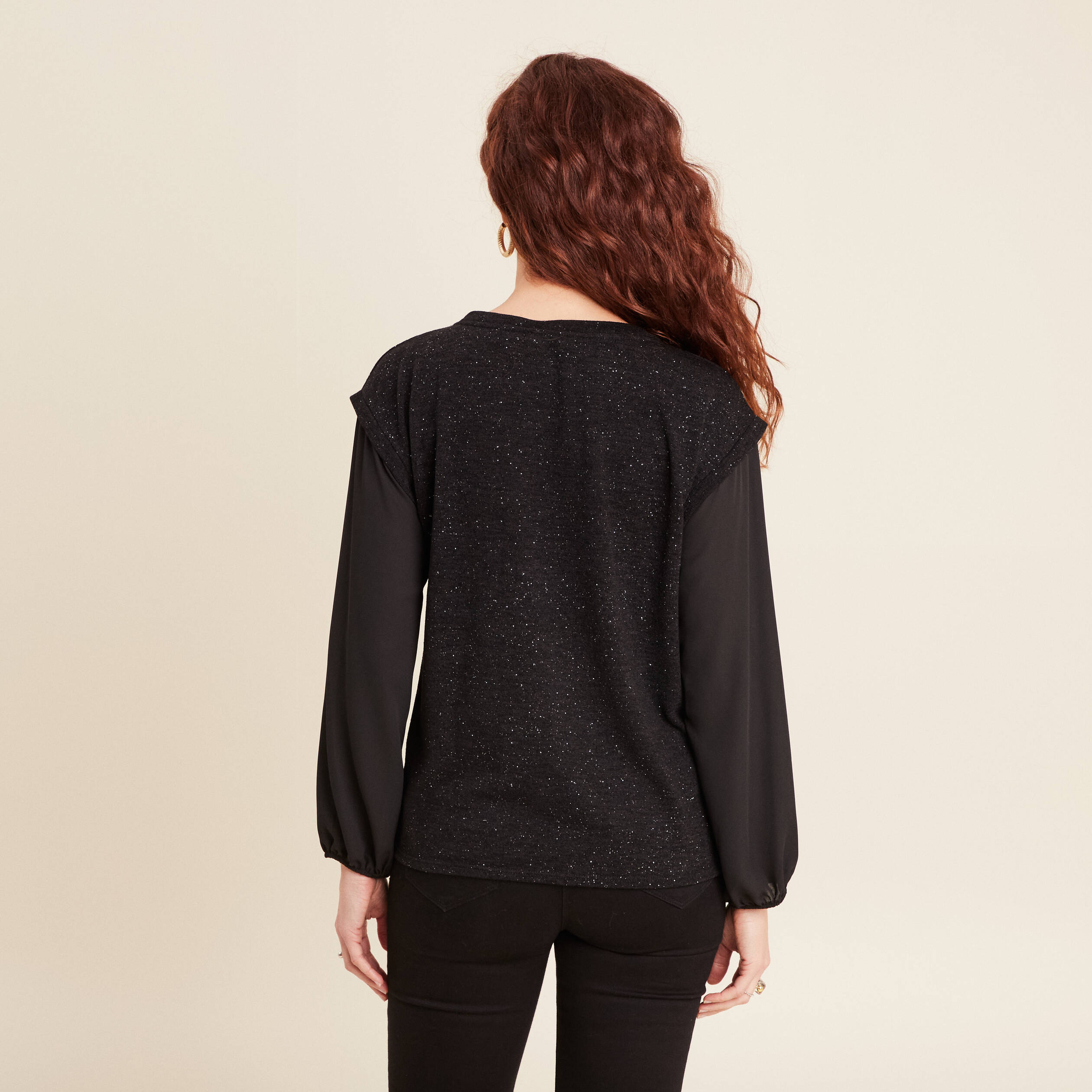t shirt manches longues noir femme T-shirt manches longues noir femme
