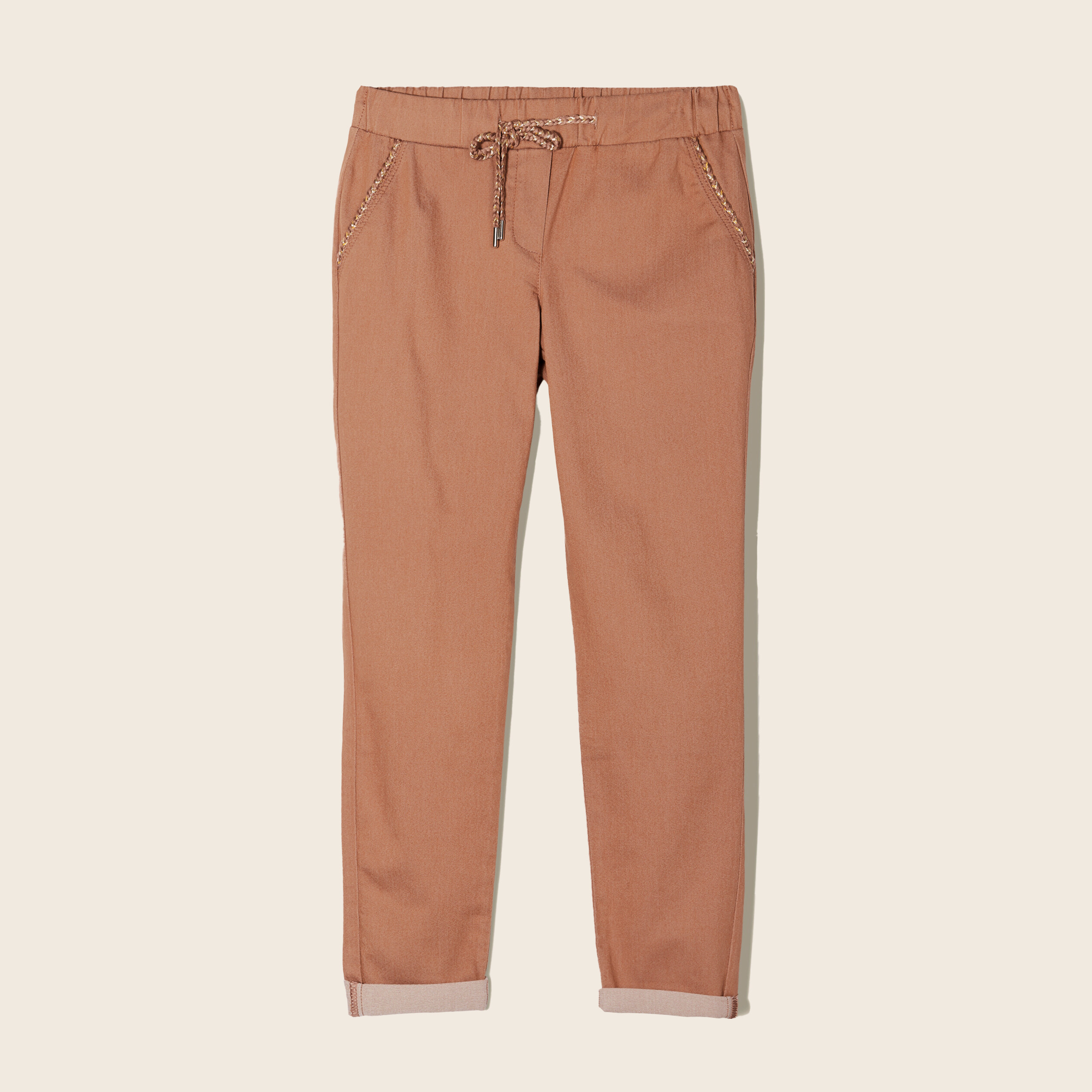 Pantalon jogger 7/8ème marron femme