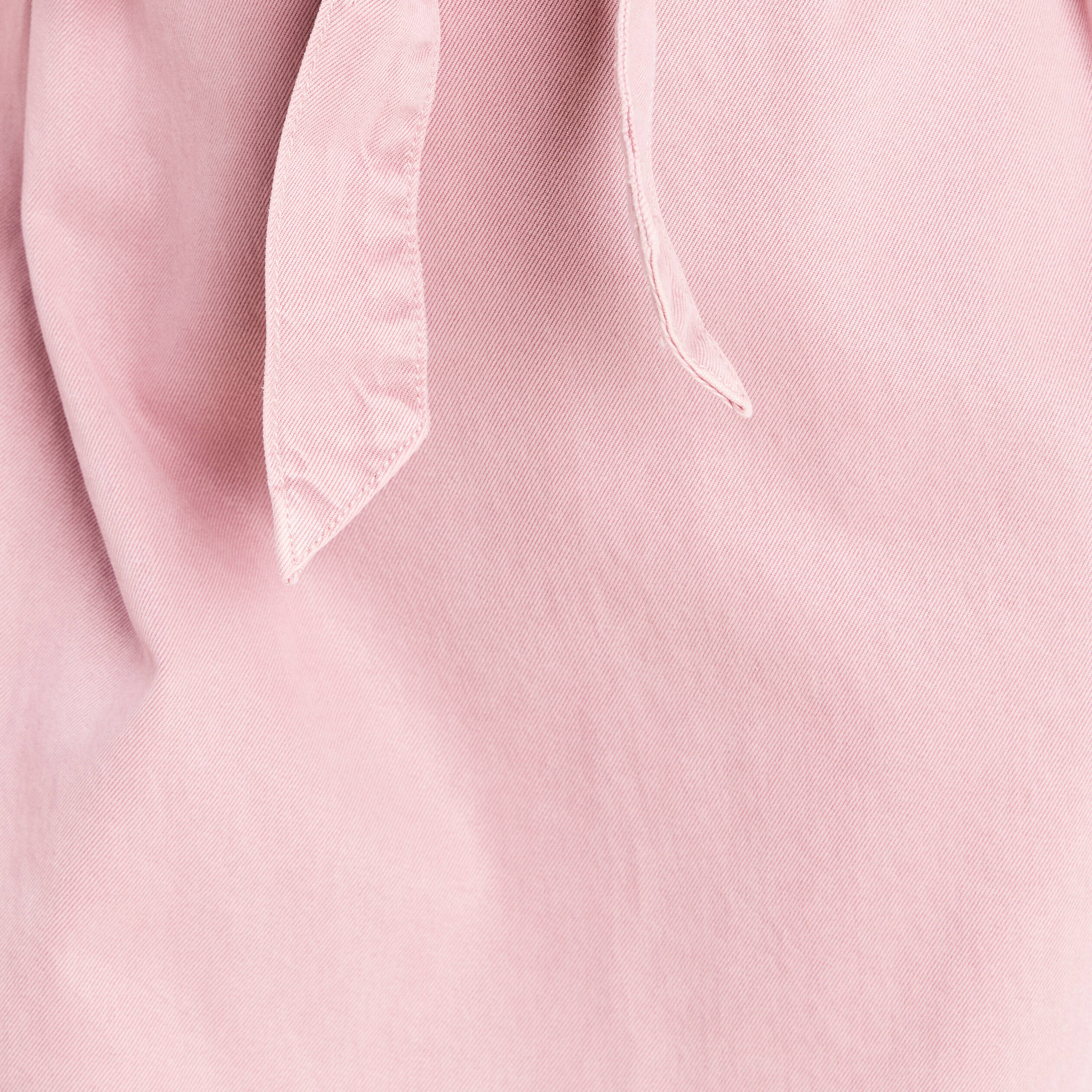 Robe courte ceintur&eacute;e col tunisien rose femme