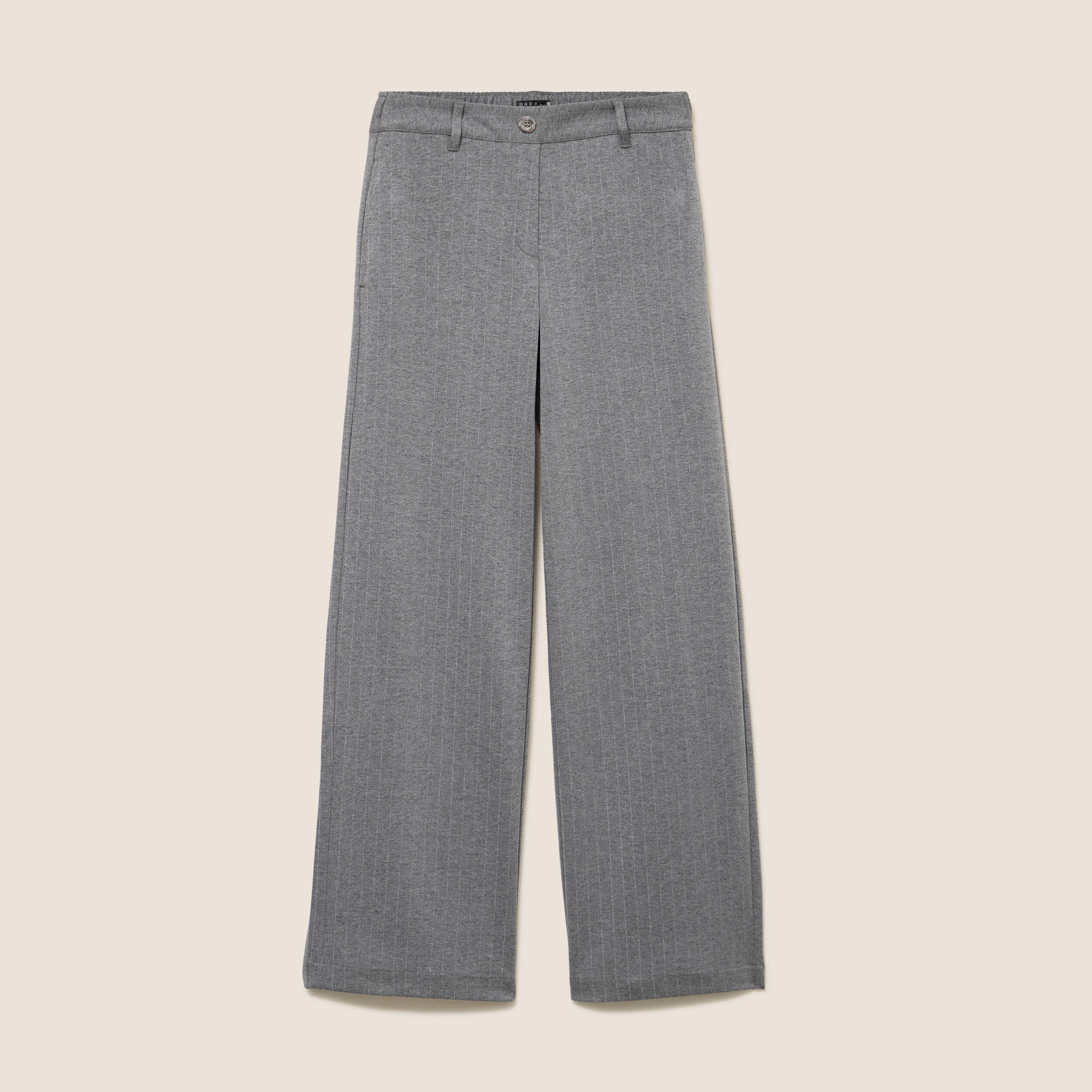 Pantalon loose taille bascul&eacute;e gris femme