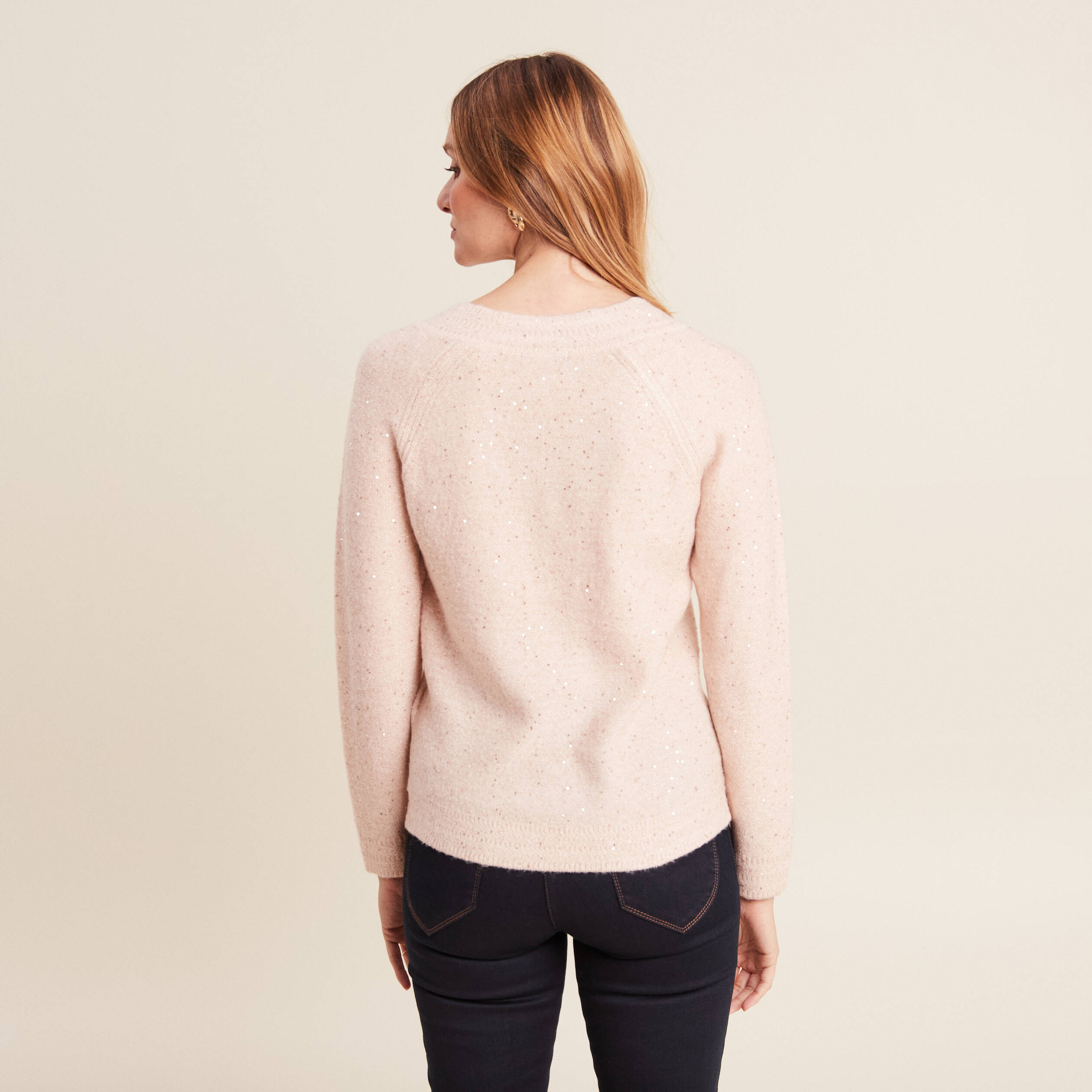 pull manches longues rose poudree femme Pull manches longues rose poudrée femme
