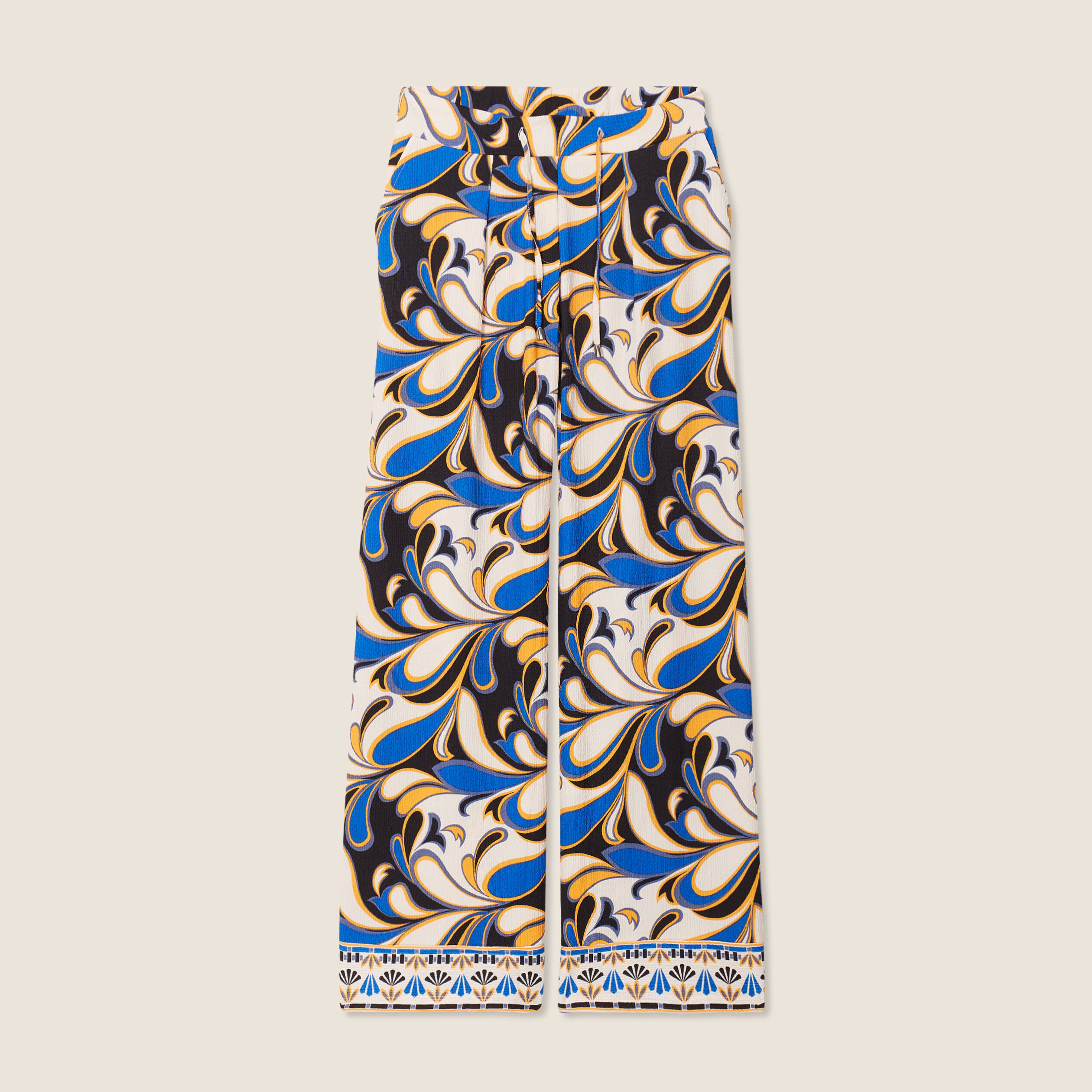 pantalon large a coulisse bleu femme Pantalon large à coulisse bleu femme