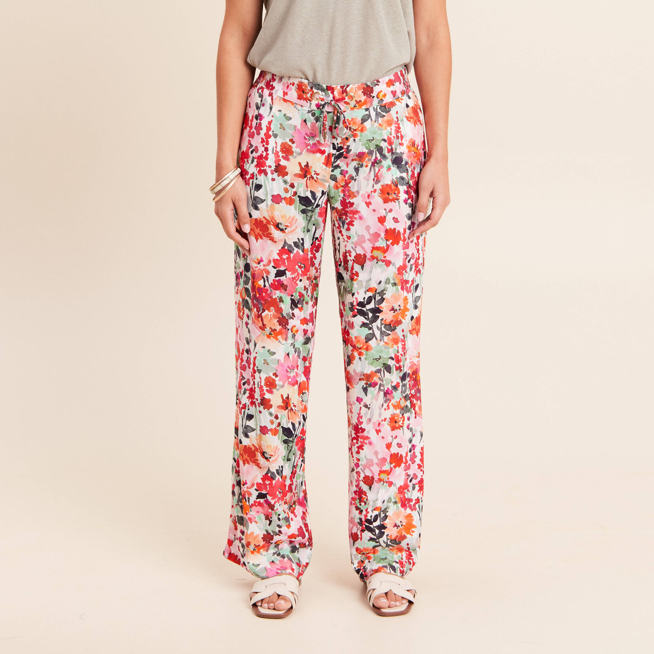 Pantalon large taille standard multicolore femme