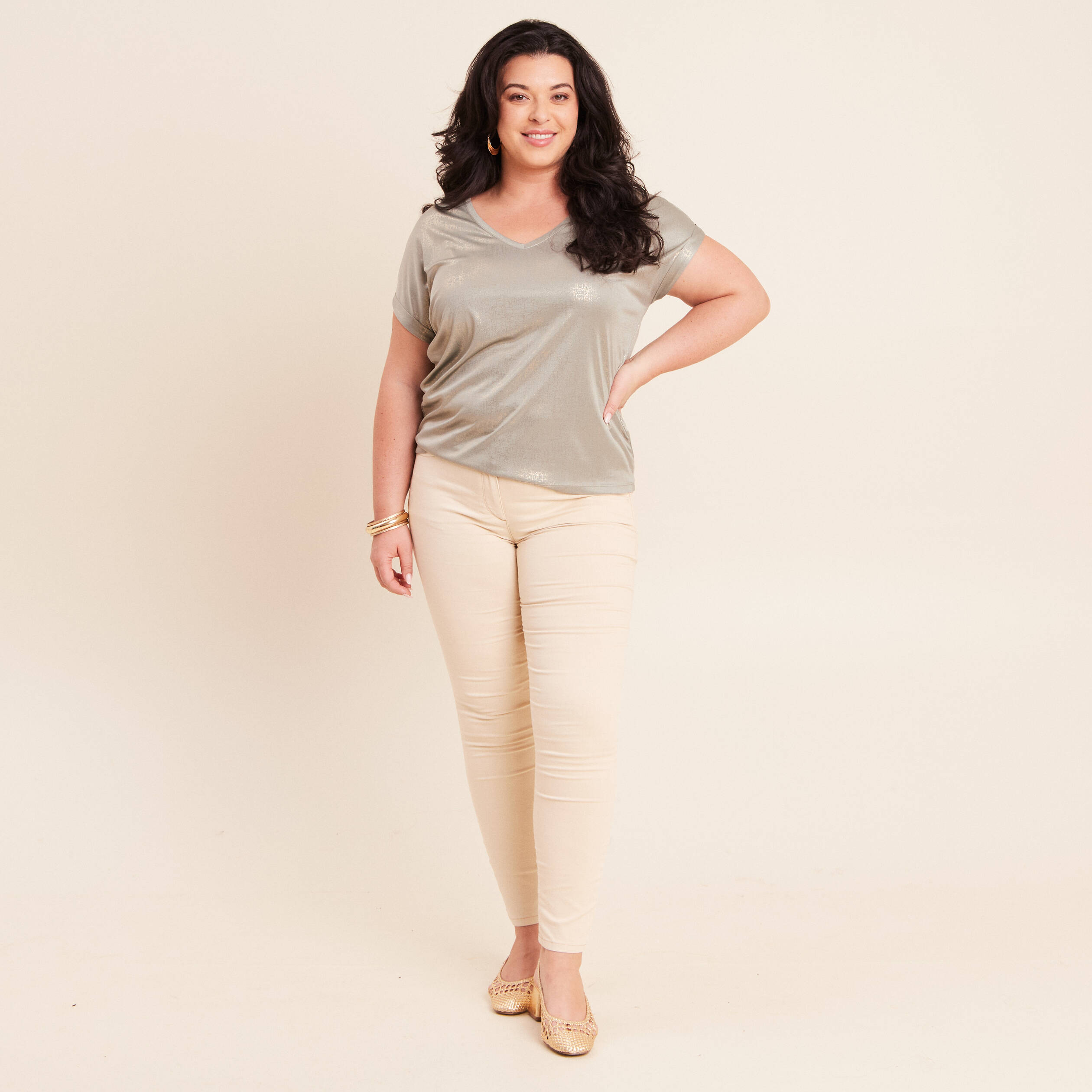T-shirt manches courtes vert clair femme