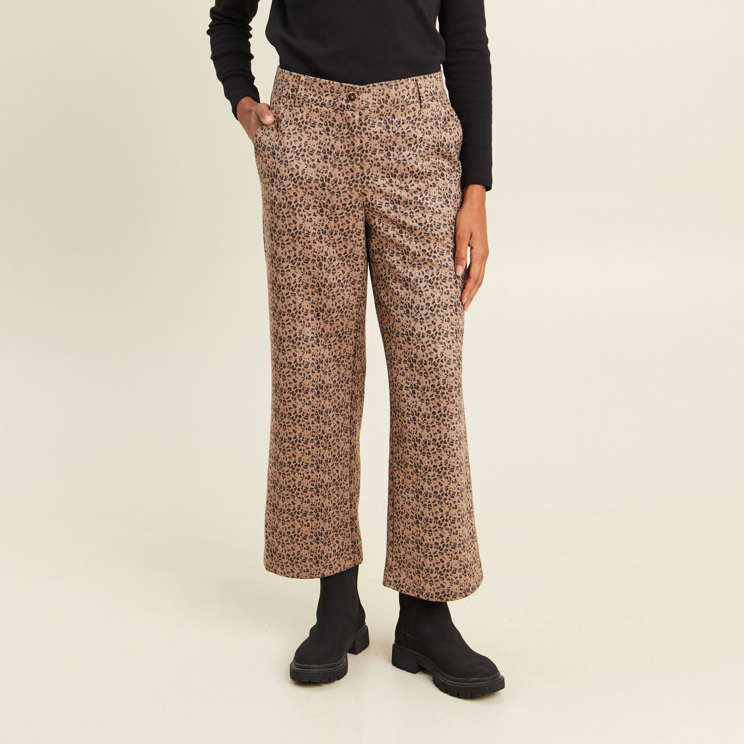 Pantalon large marron femme