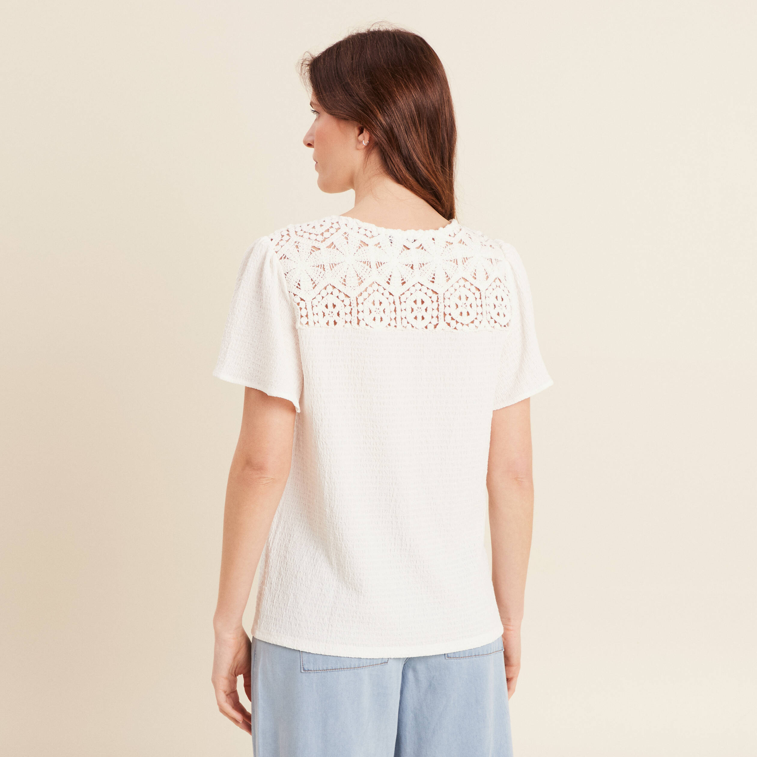 t shirt manches courtes ecru femme T-shirt manches courtes ecru femme