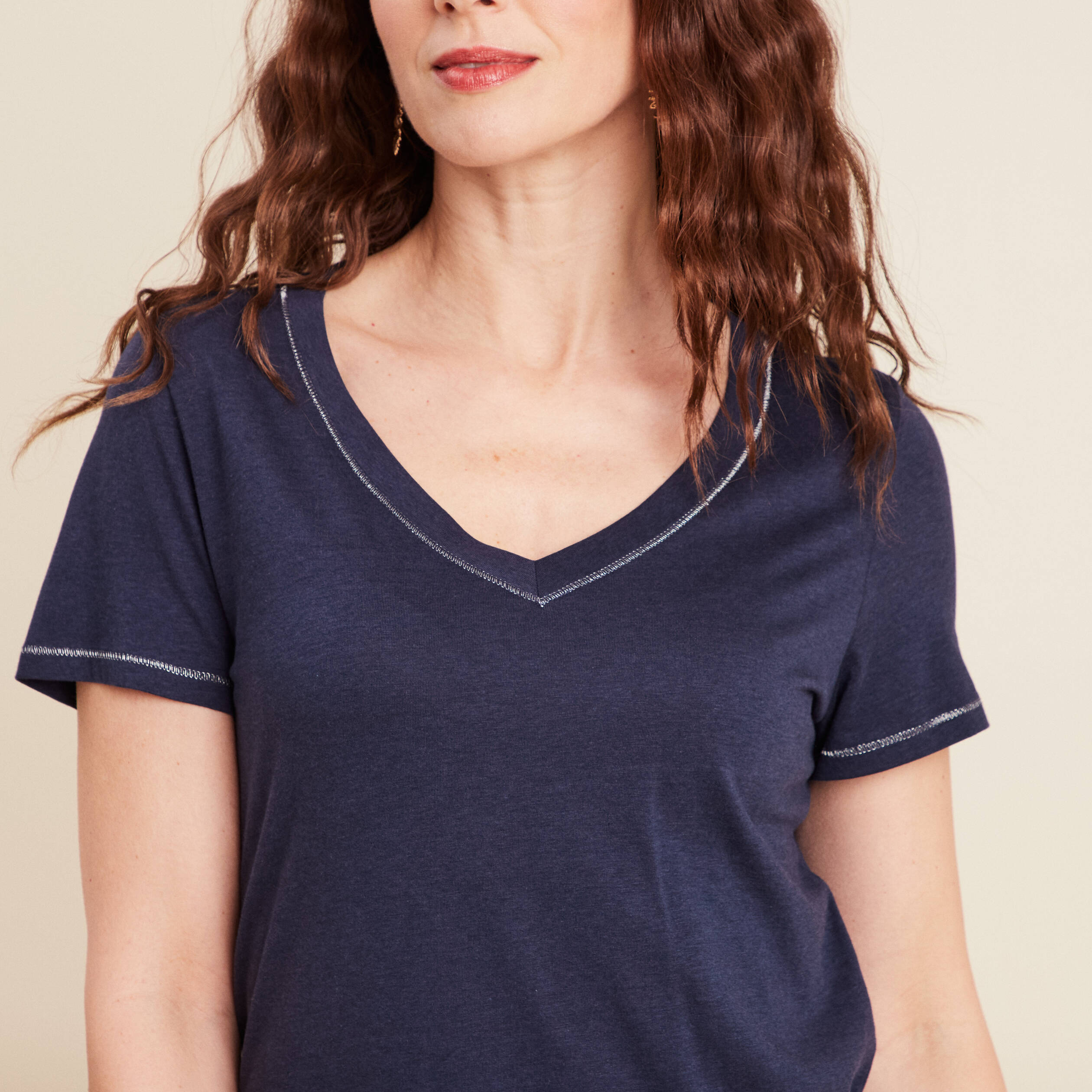 t shirt manches courtes bleu marine femme T-shirt manches courtes bleu marine femme