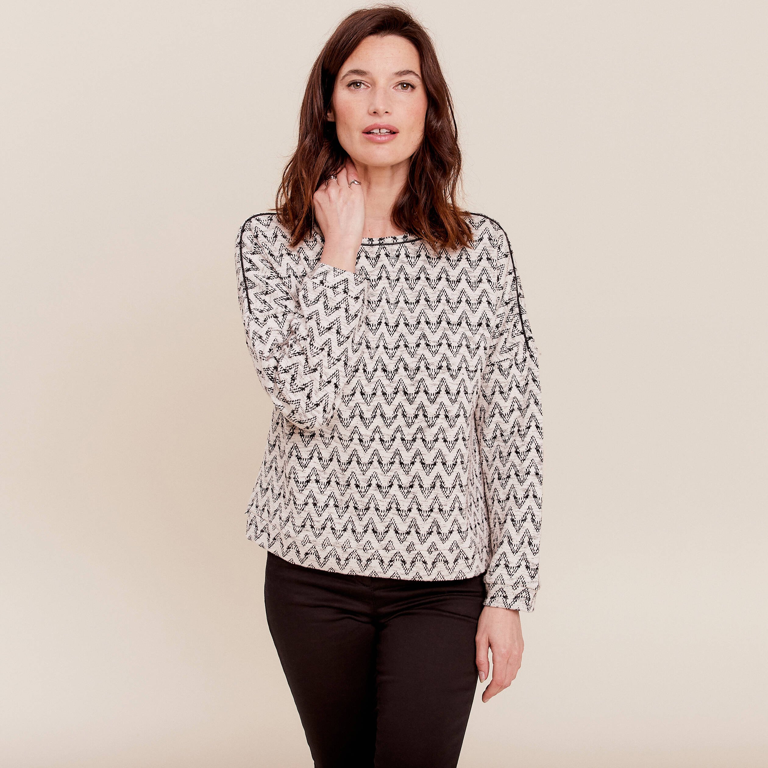T-shirt manches 3/4 noir femme