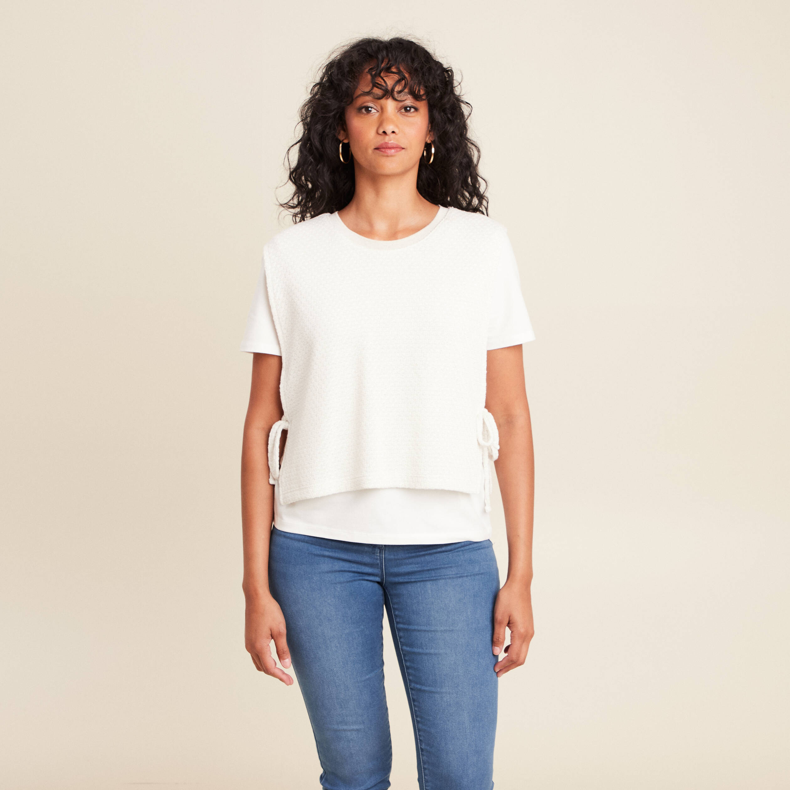 pull col rond manches courtes ecru femme Pull col rond manches courtes ecru femme