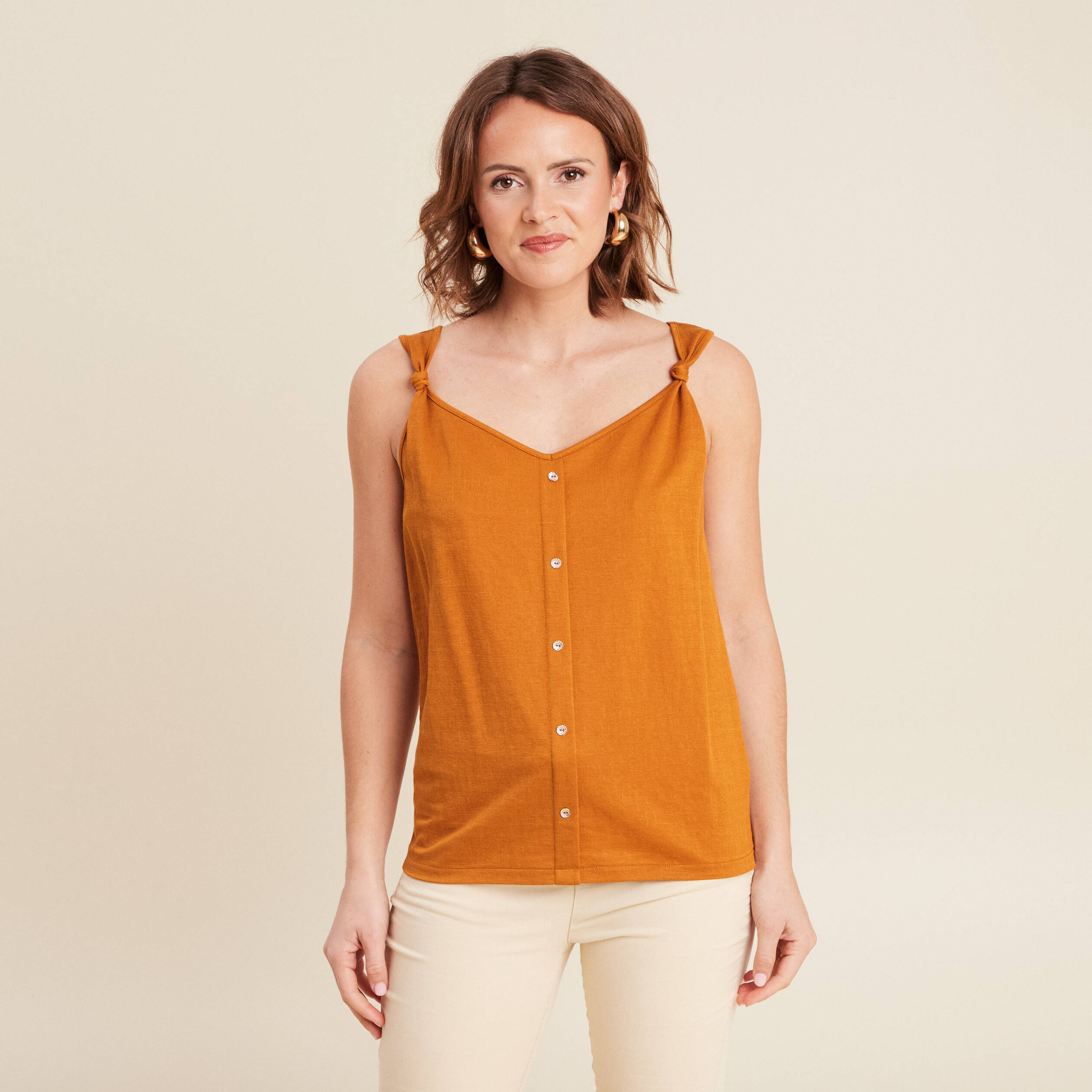 debardeur sans manches camel femme Débardeur sans manches camel femme