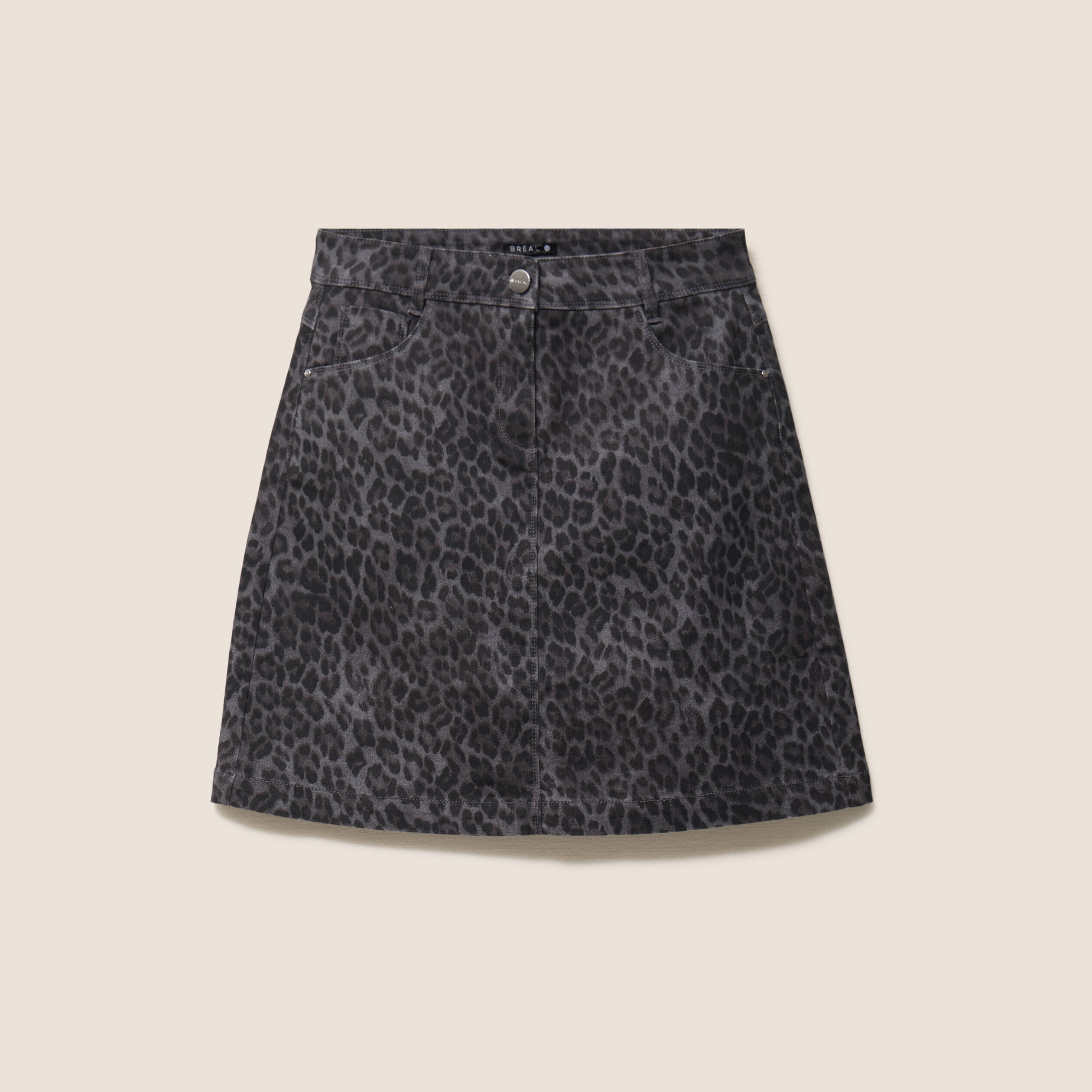 Jupe trap&egrave;ze courte gris ardoise femme