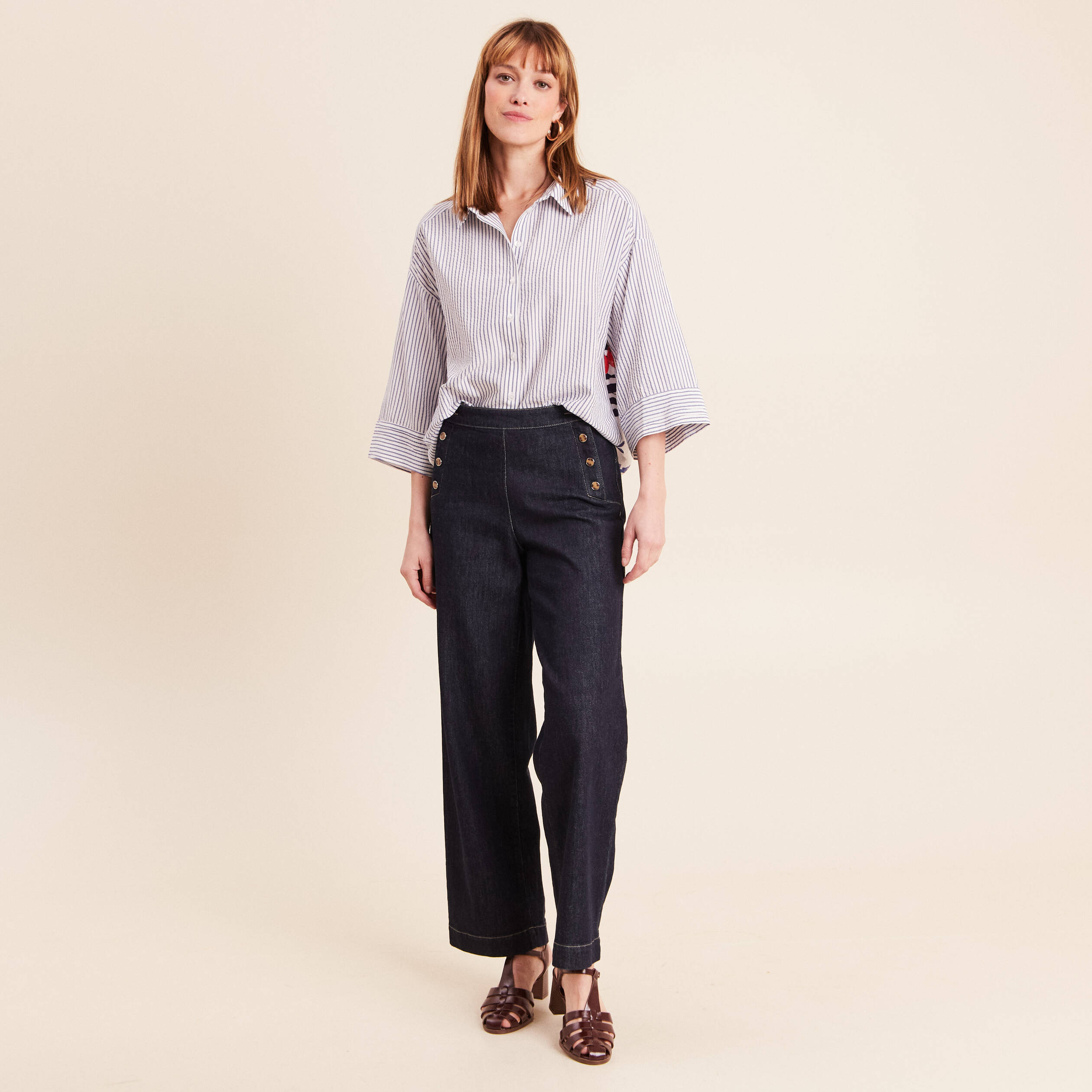 Chemise ample manches 3/4 fluide multicolore femme
