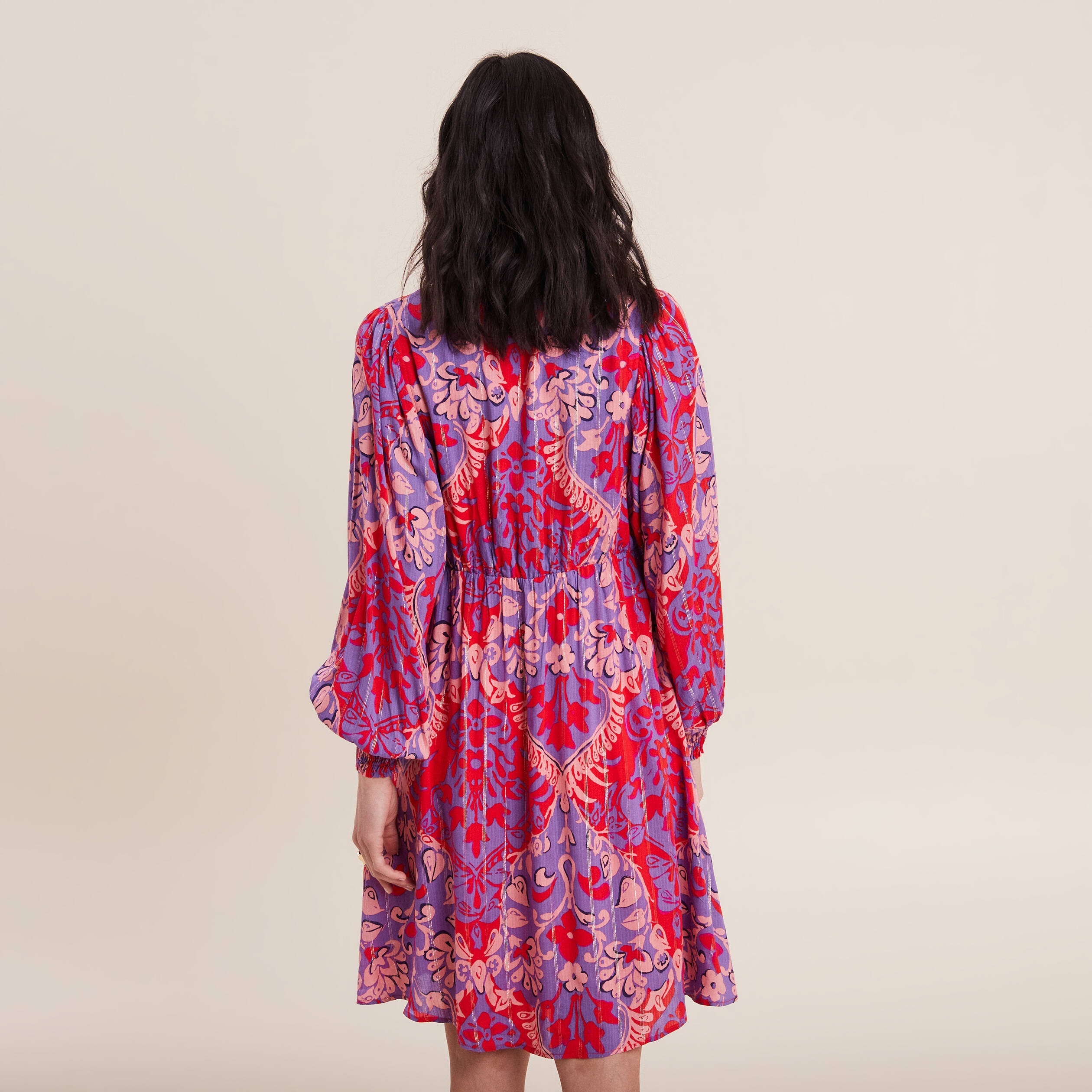 robe evasee manches 34 rouge femme Robe évasée manches 3/4 rouge femme
